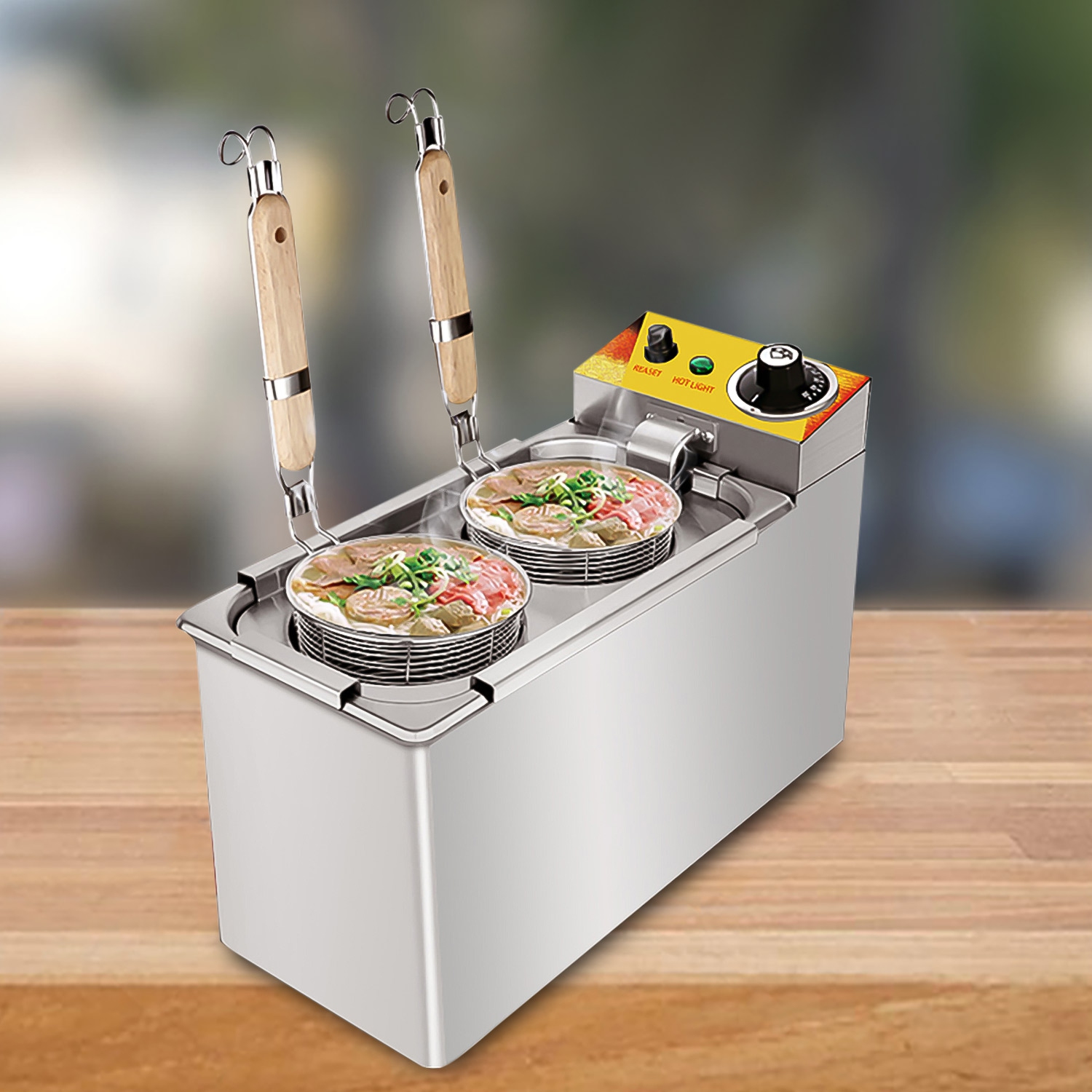 AP-385 Cuiseur à pâtes électrique | Machine à nouilles | Chaudron à 2 paniers pour pâtes et nouilles | 110 V