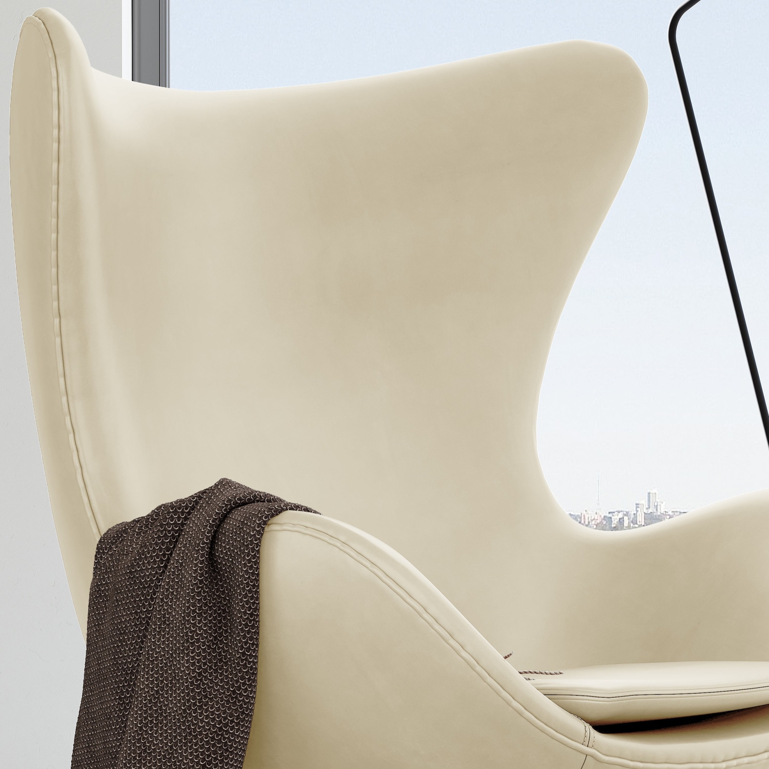 Valencia Finola Top Grain Leather Accent Chair, Cream Color