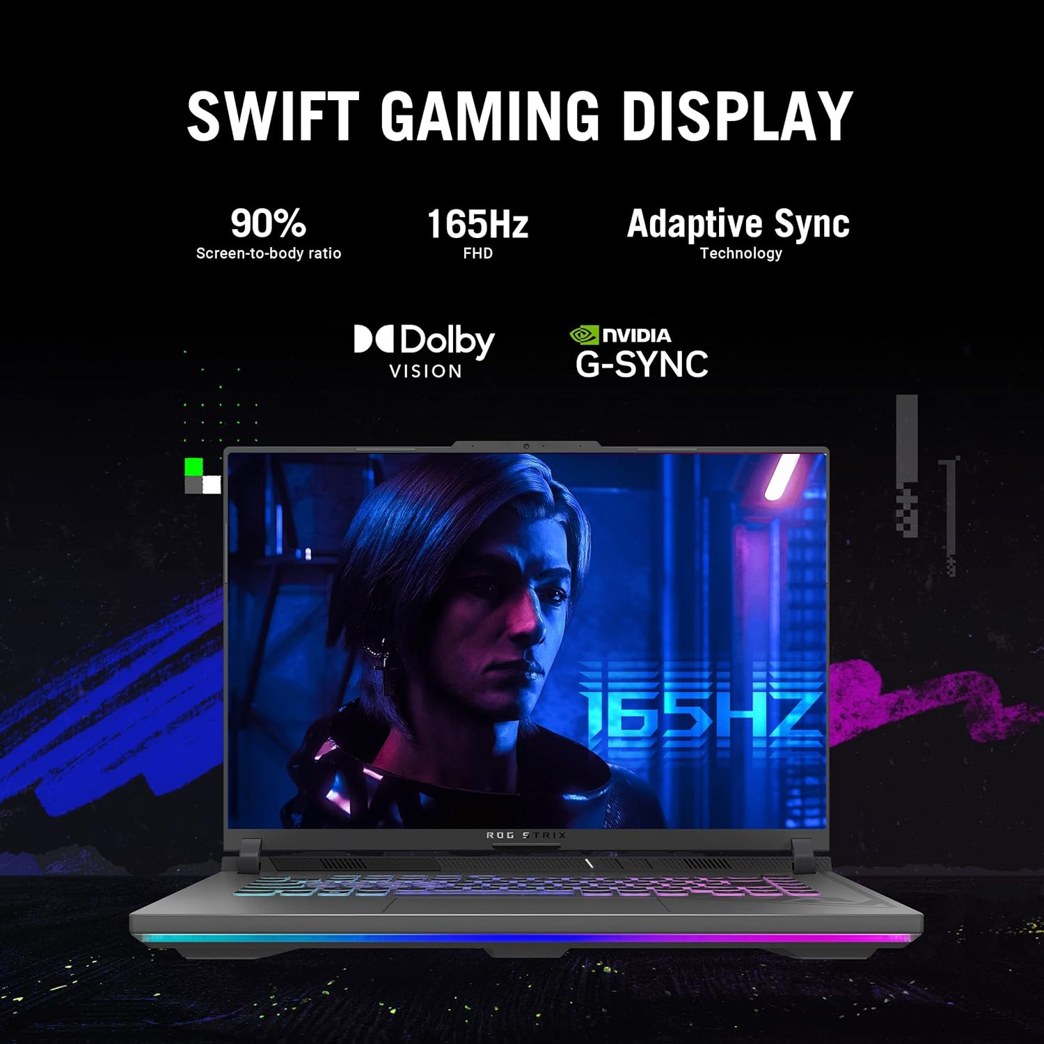 ASUS ROG Strix G16 ordinateur de jeu, écran 165 Hz HD intégrale 16:10 de 16 po, NVIDIA® GeForce RTX™ 4060, Intel Core i7-13650HX, 16 Go