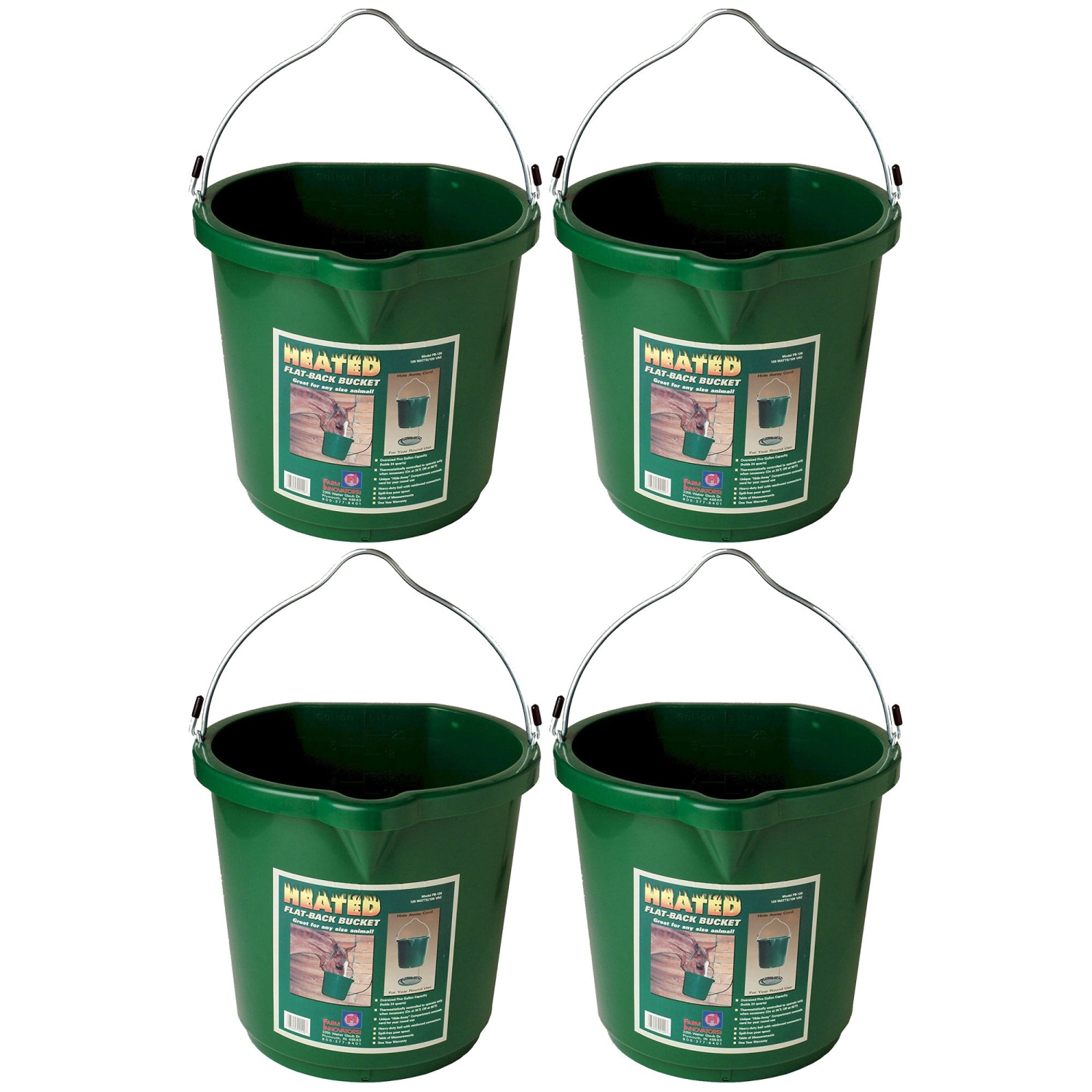 Farm Innovators Oversized 5 Gallon Plastic Flat Heated Bucket, 120 Watt