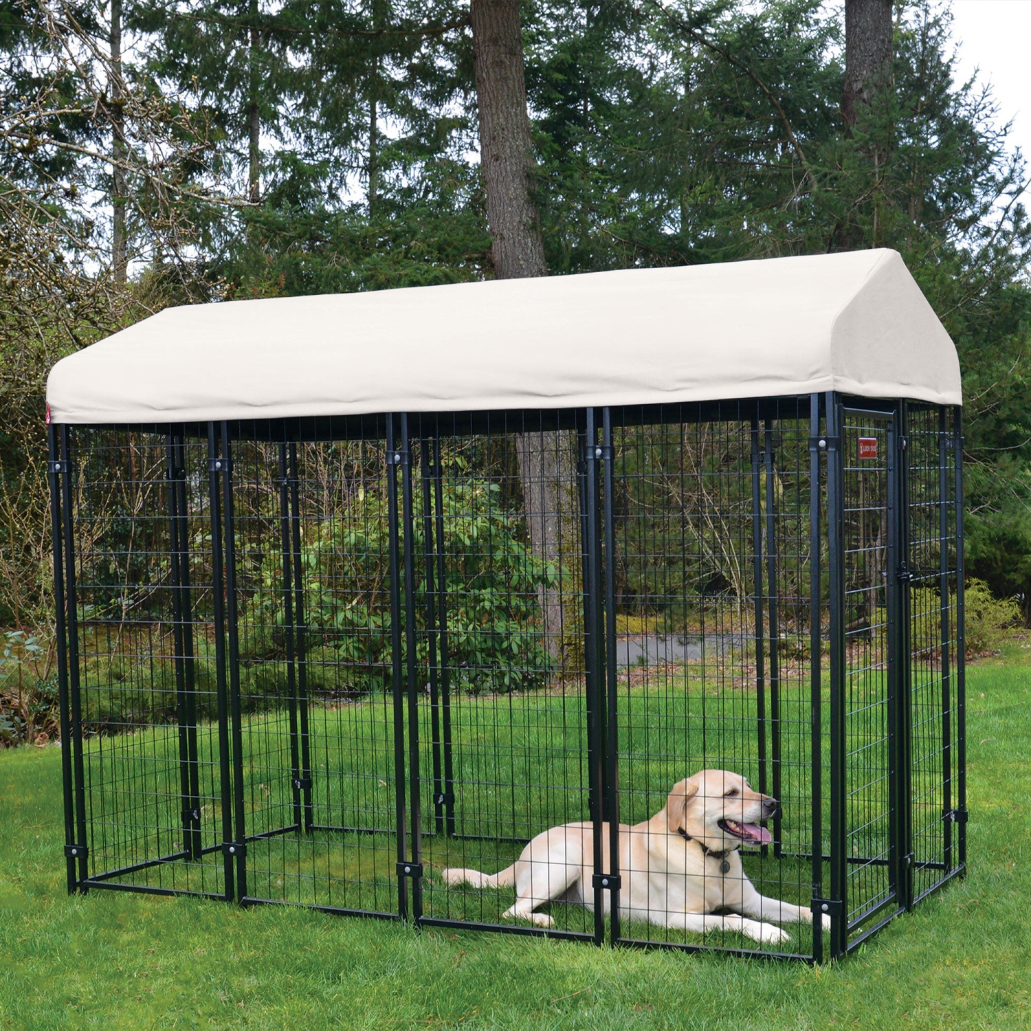 Lucky Dog STAY Series 4 x 8 x 6 pieds cadre en acier couvert Villa Dog Kennel, kaki