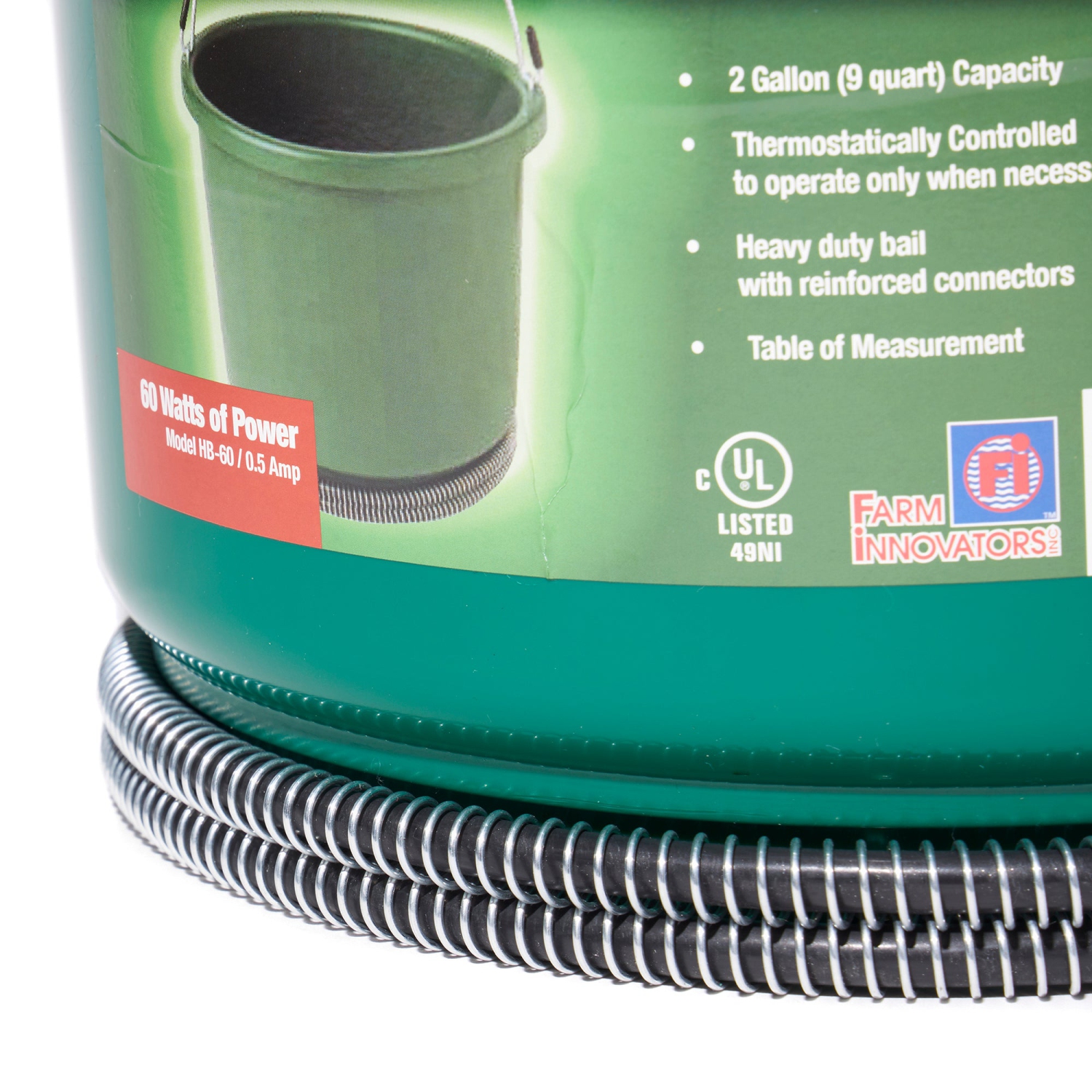 Farm Innovators Model Oversized 2 Gallon Plastic Heated Bucket, 60 Watt