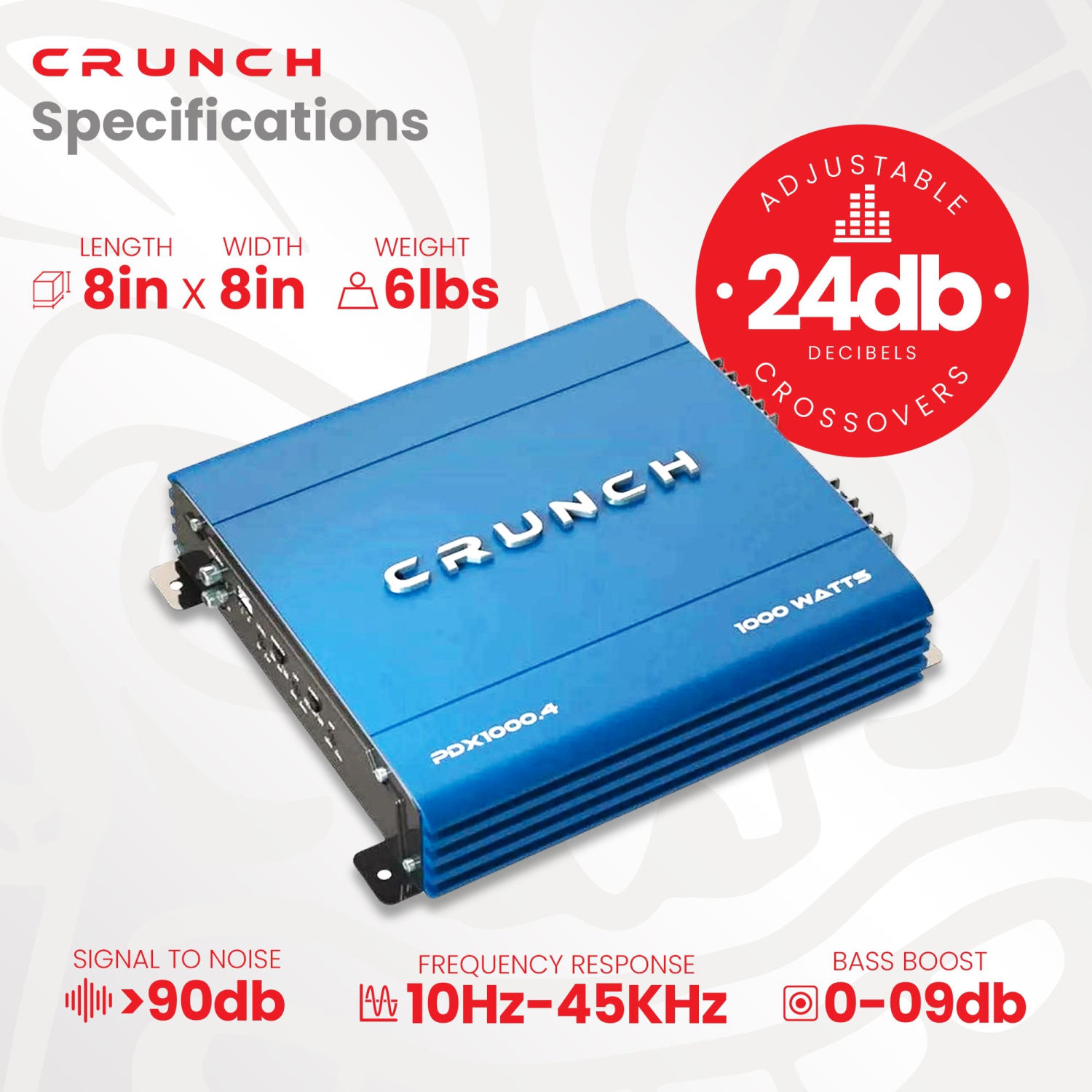 Crunch PowerDriveX 1000 Watt 4 Channel Exclusive Blue A/B Car Stereo Amplifier