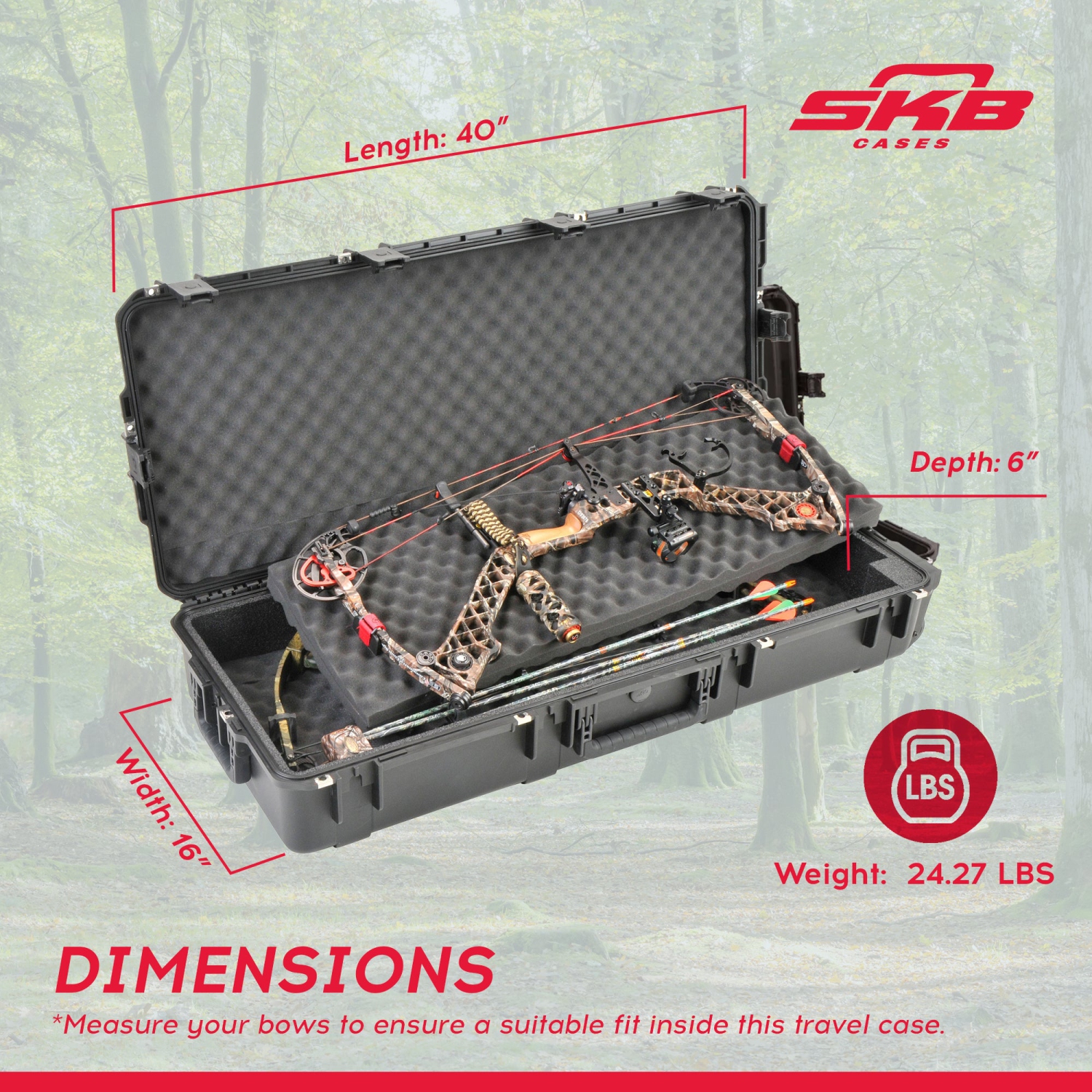 SKB cases – Étui pour double carabine ou arc 3I-4217-db iSeries avec extérieur en plastique rigide
