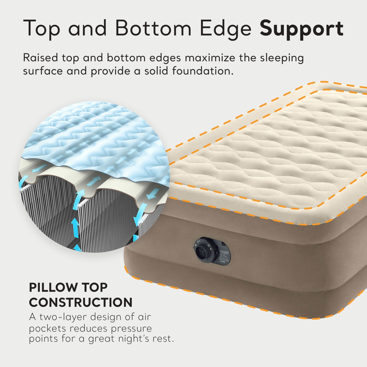 Intex 64427ED Dura-Beam Deluxe Ultra Plush Air Mattress w/Built-in Pump, Twin