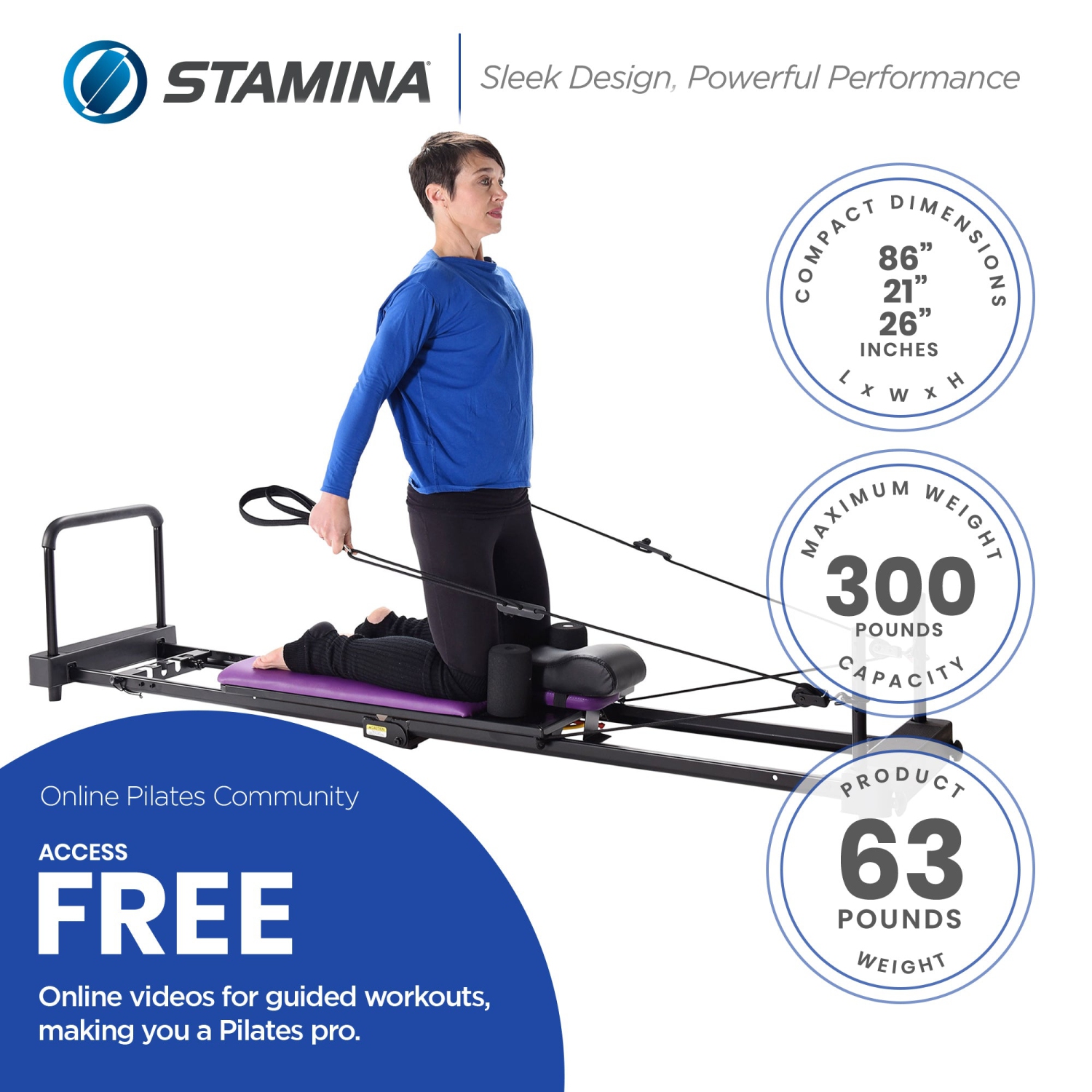 Système de résistance pour tout le corps AeroPilates Reformer plus 55-4379 de Stamina