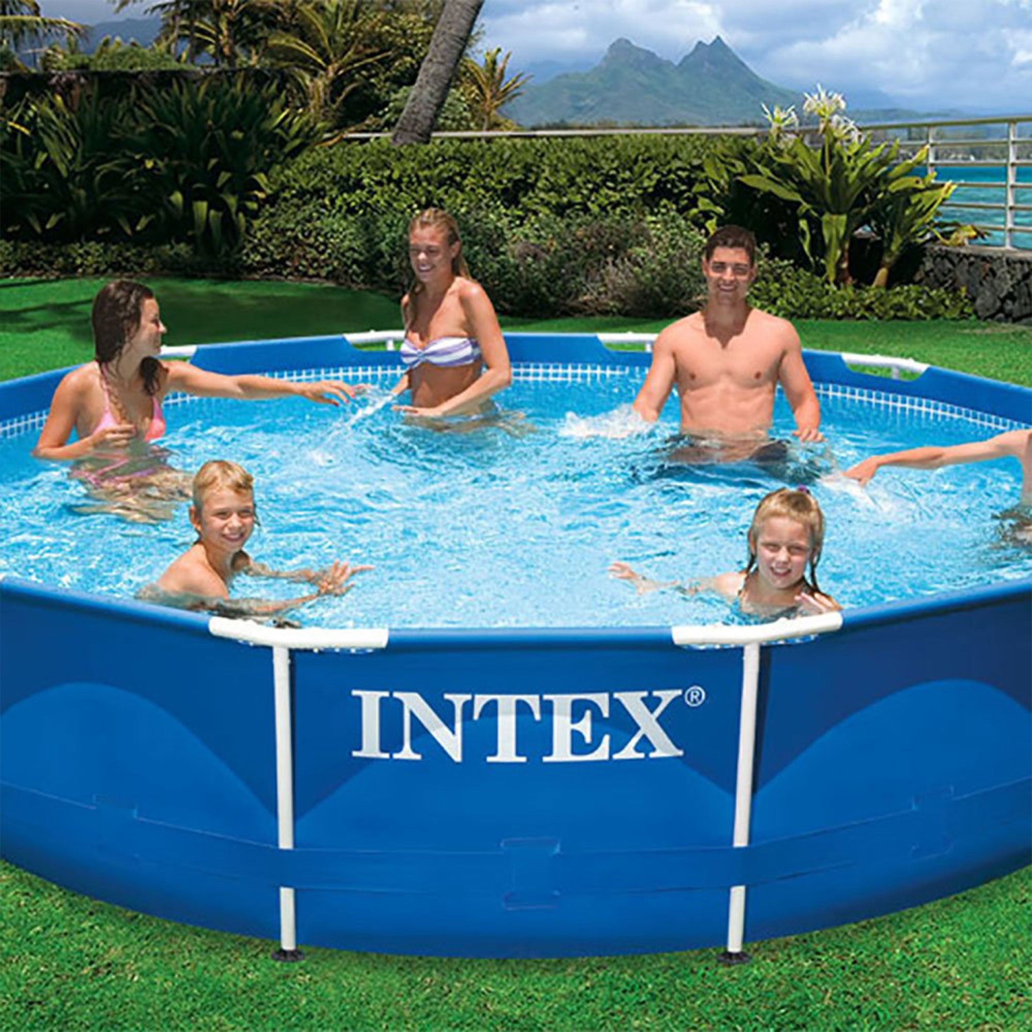 Intex 12' x 30" Metal Frame Round Swimming Pool w/ Filter Pump & 13' Pool Cover