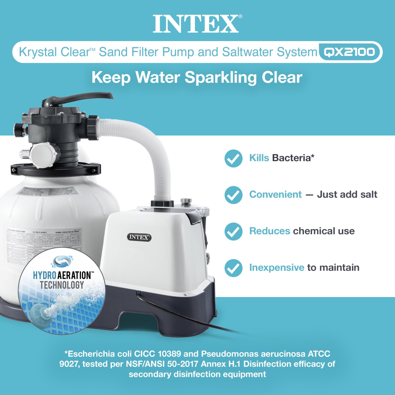 Intex 26675EG 1600 GPH Krystal système d'eau salée pour piscine et pompe à filtre de sable
