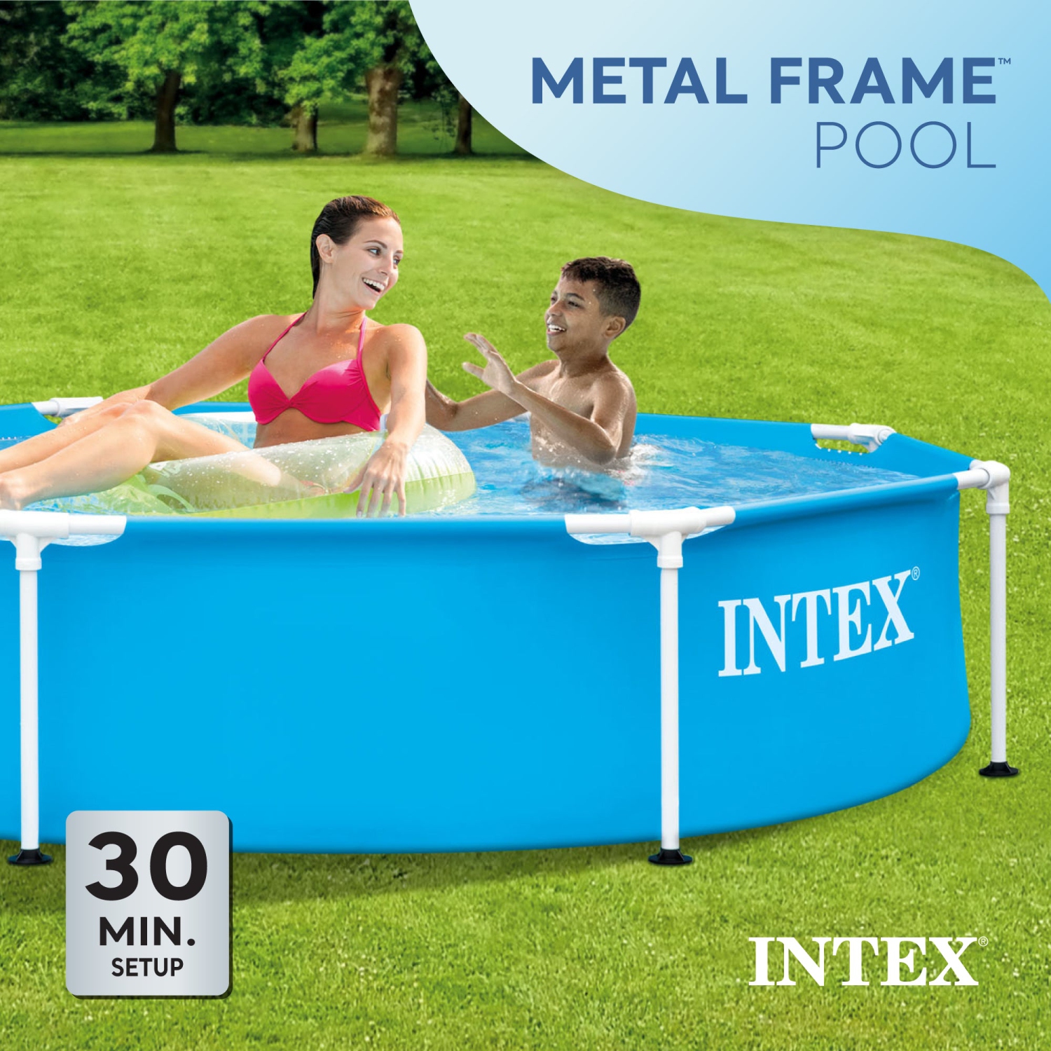 Piscine Intex à cadre en acier durable, résistant à la rouille, 28205EH 8 pi x 20 po