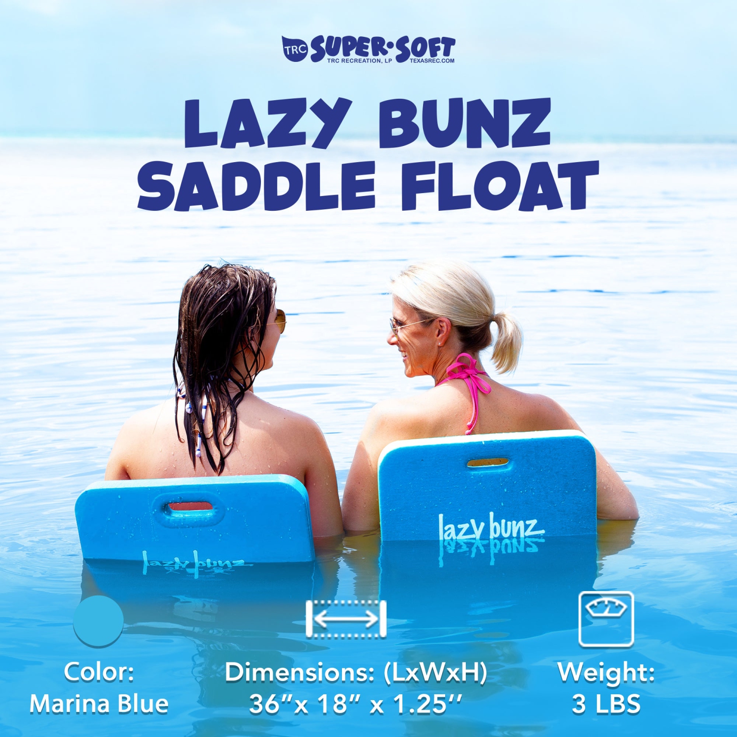 TRC Recreation Lazy Bunz – selle flottante pour piscine, bleu marine