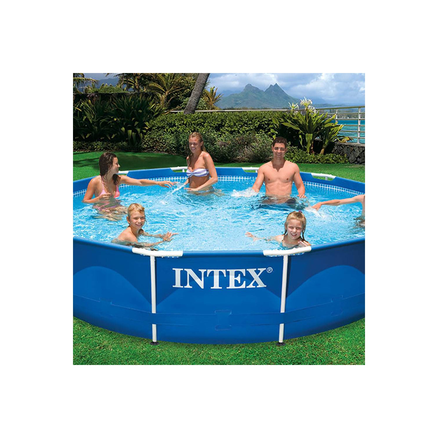 Intex 28211EH 12' x 30" Metal Frame Above Ground Swimming Pool kit with Canopy