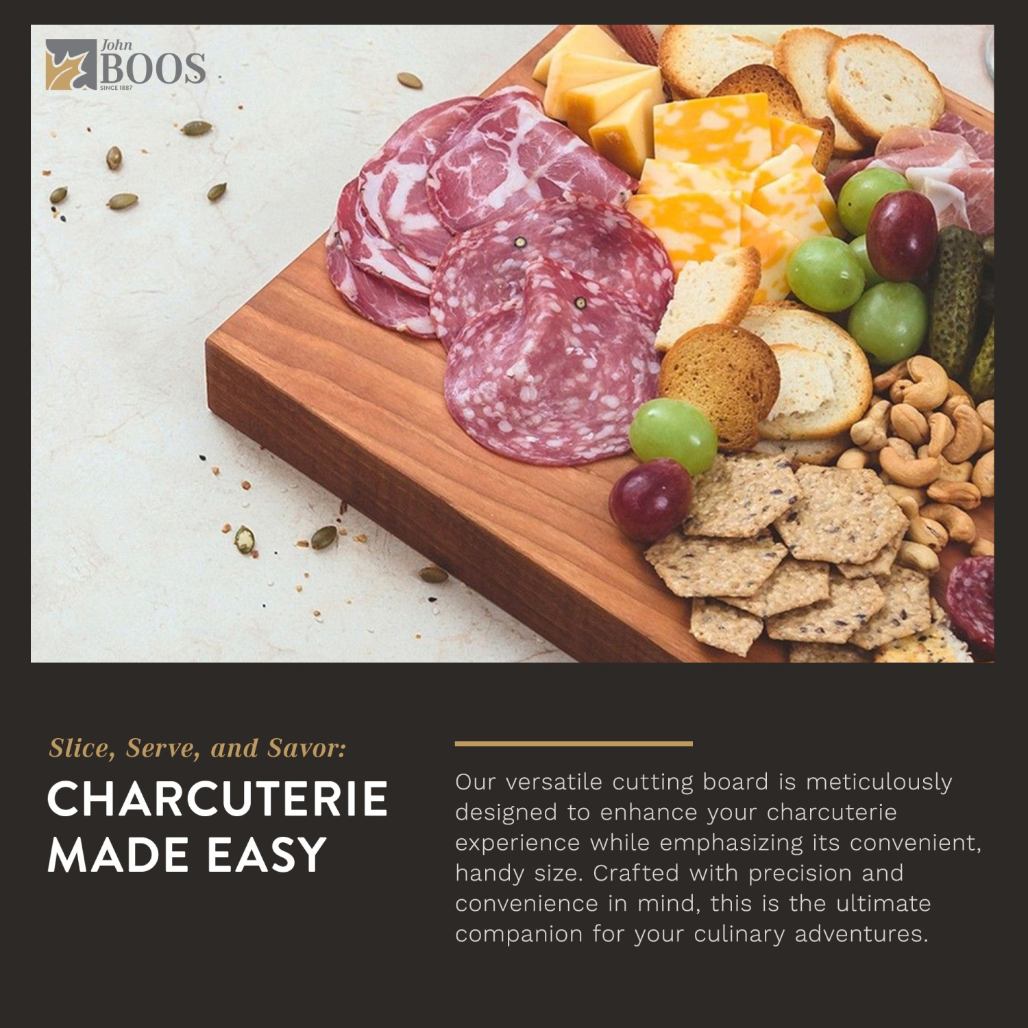 John Boos – planche à découper en bois de cerisier pour préparation de cuisine, 20 x 15 x 2,25 po