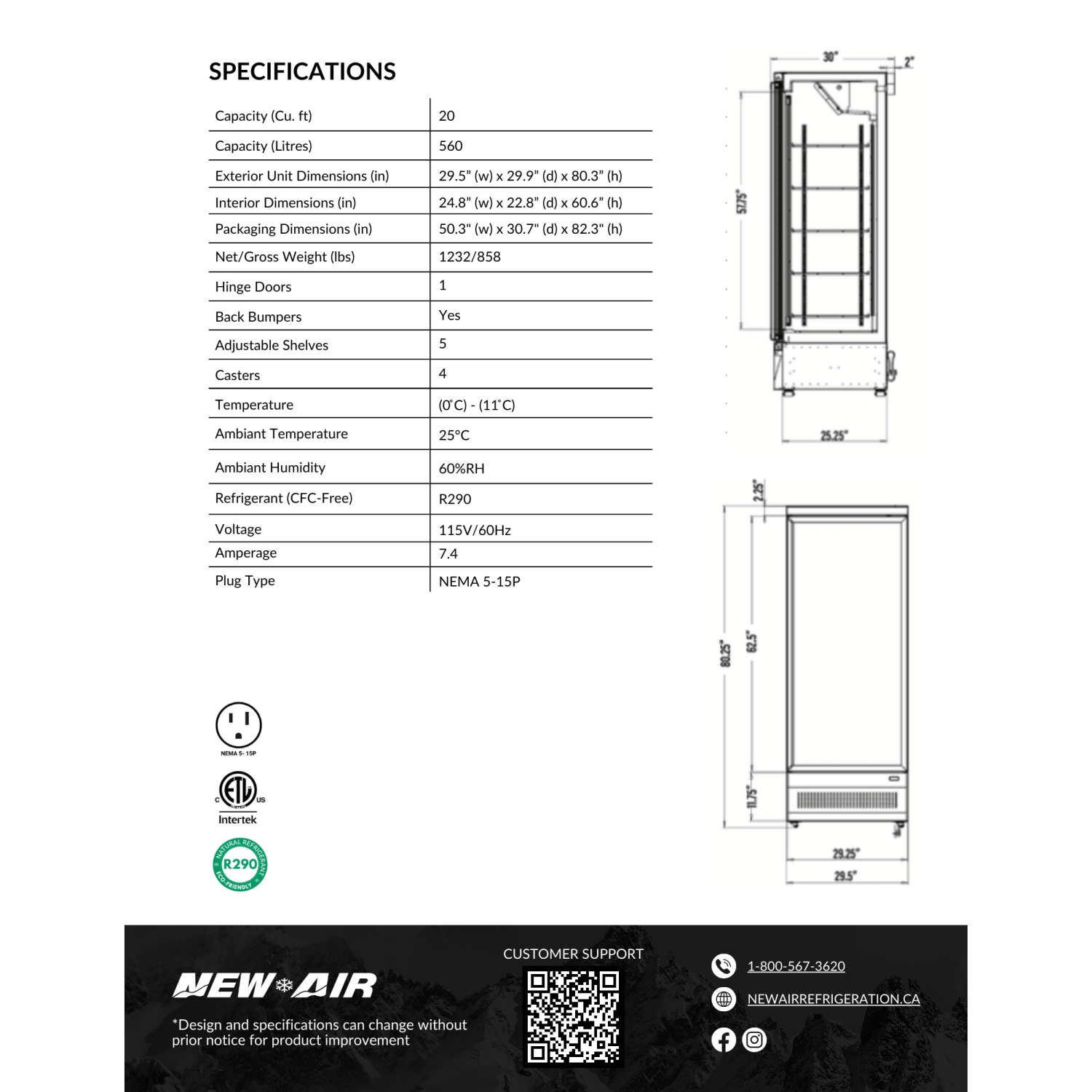 NEW AIR NGR-030-H Commercial 30" Single Glass Door Merchandiser Refrigerator