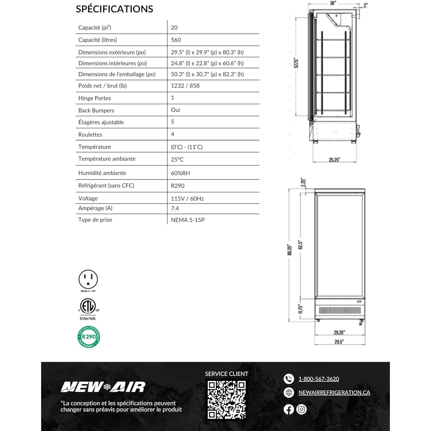 NEW AIR NGR-030-H Commercial 30" Single Glass Door Merchandiser Refrigerator