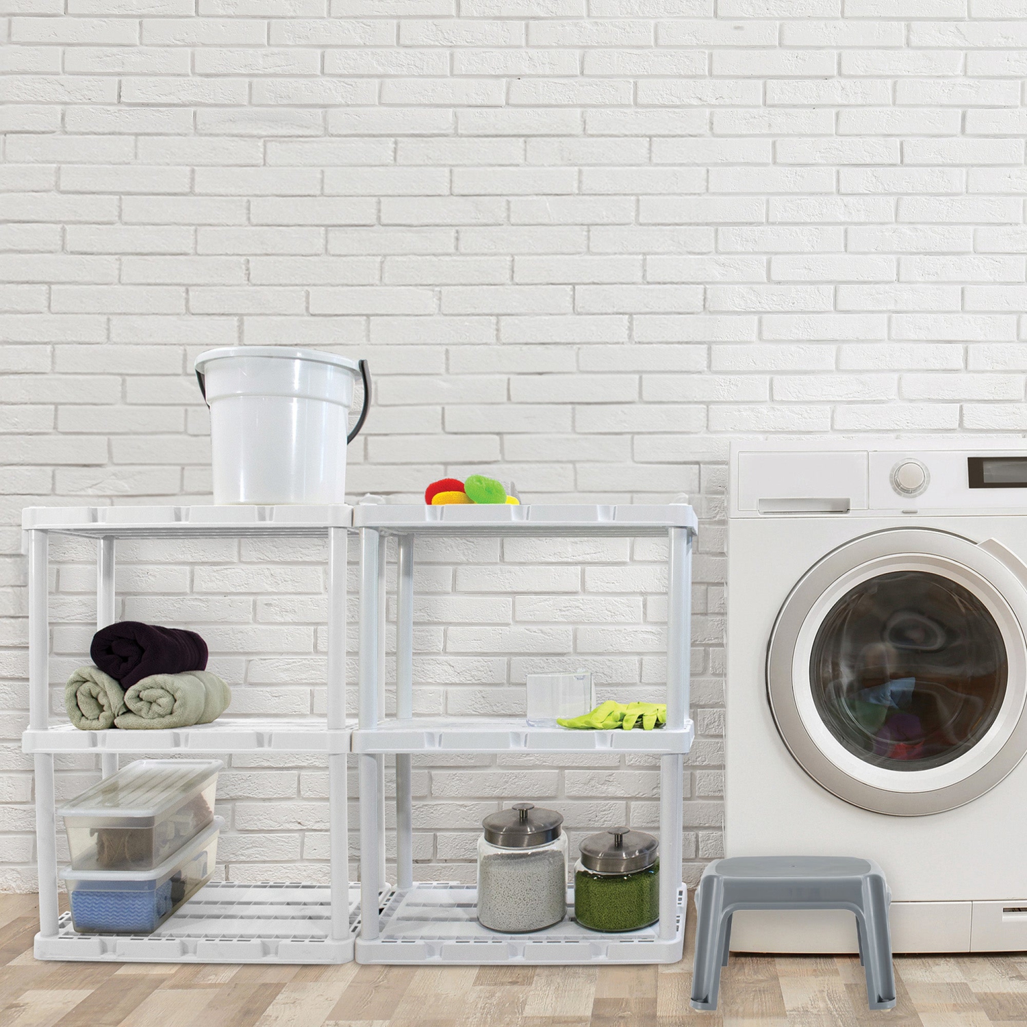 Tabouret de cuisine/maison portatif Gracious Living en plastique, 1 marches, 9,5 po, gris