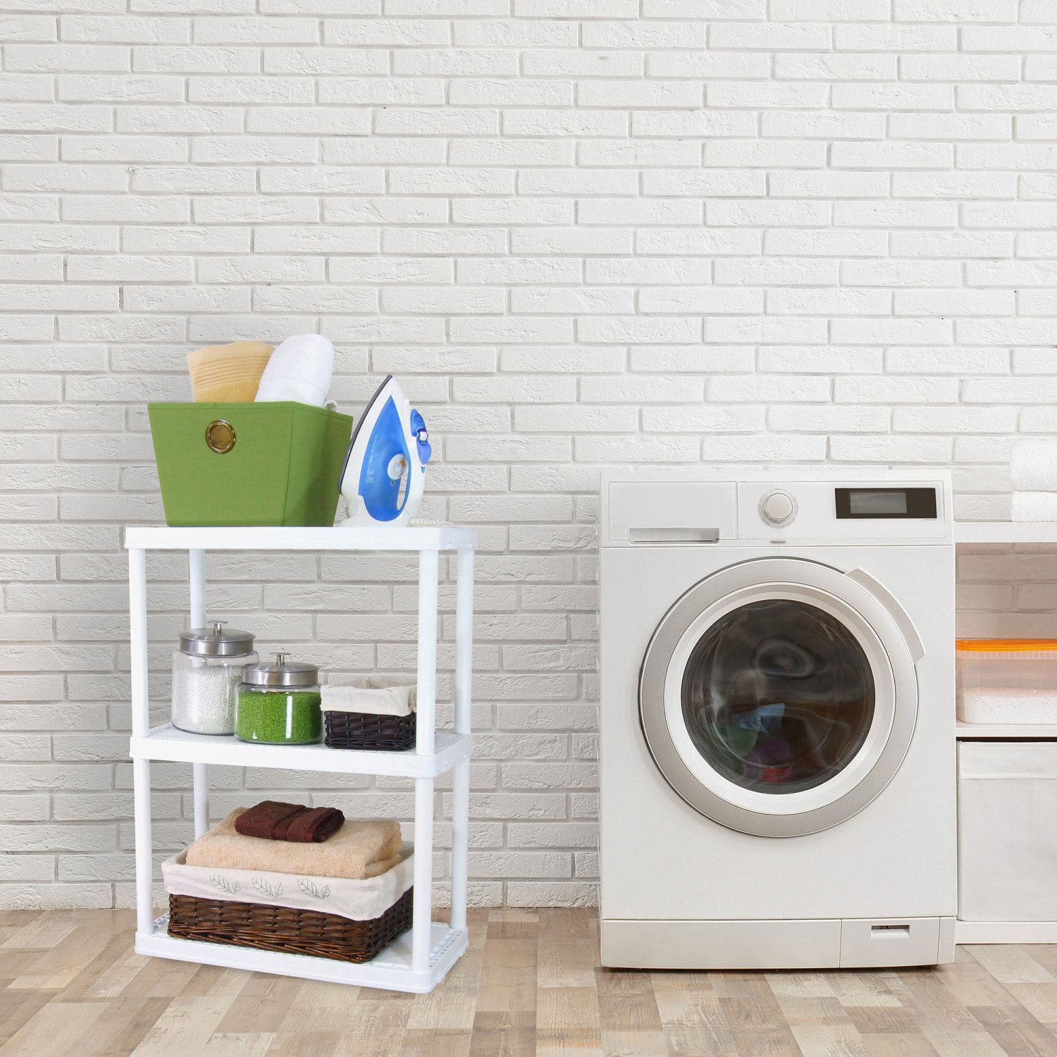 Gracious Living 3 Shelf Fixed Height Light Duty Storage Unit, White