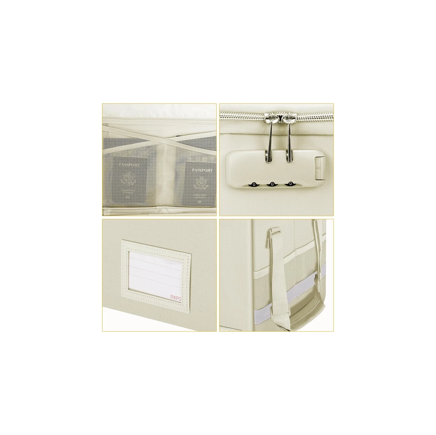 Fireproof Document File Box with Lock - Collapsible, Portable Storage Organizer with Zipper Lid and Handle for Letter/Legal Folders - Beige