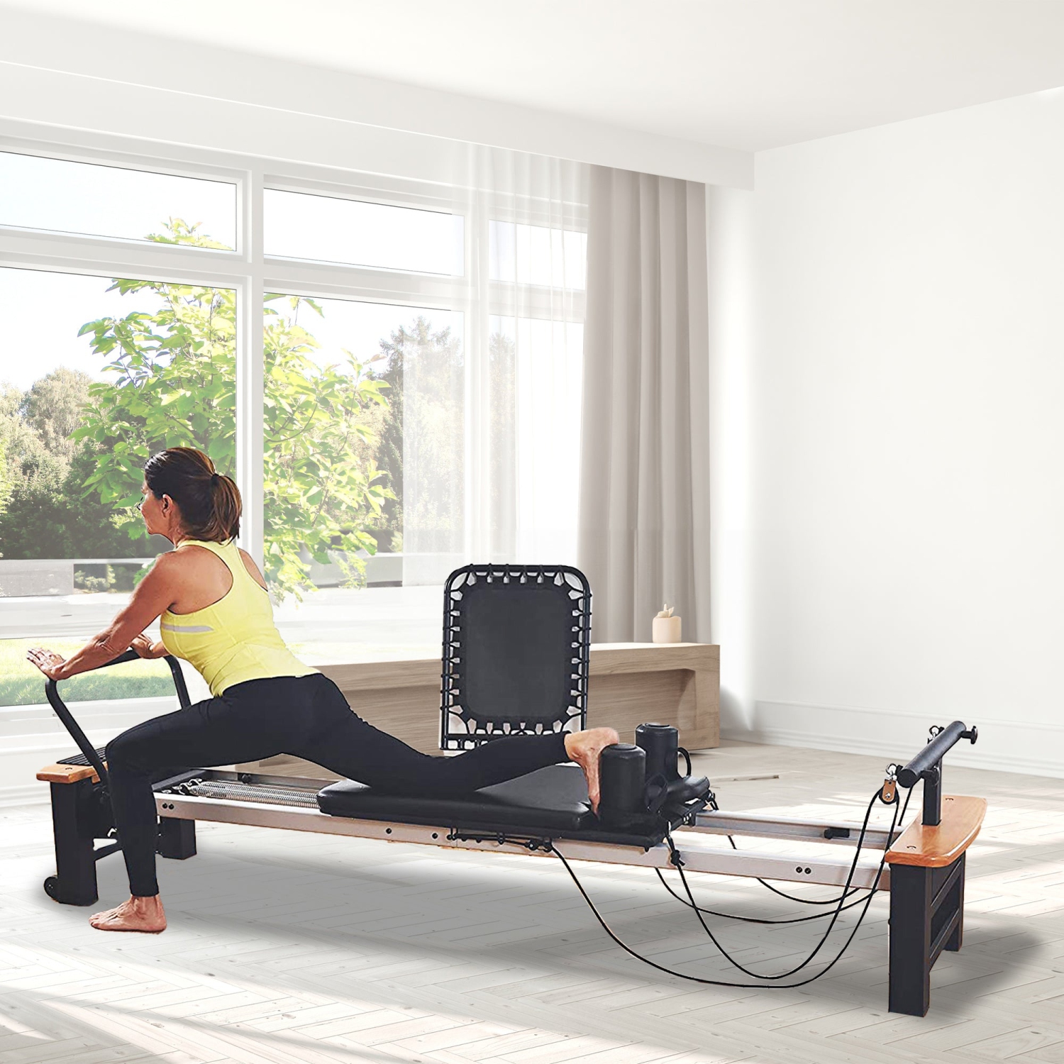 Système de résistance AeroPilates Pro Reformer avec minitrampoline cardiovasculaire de Stamina