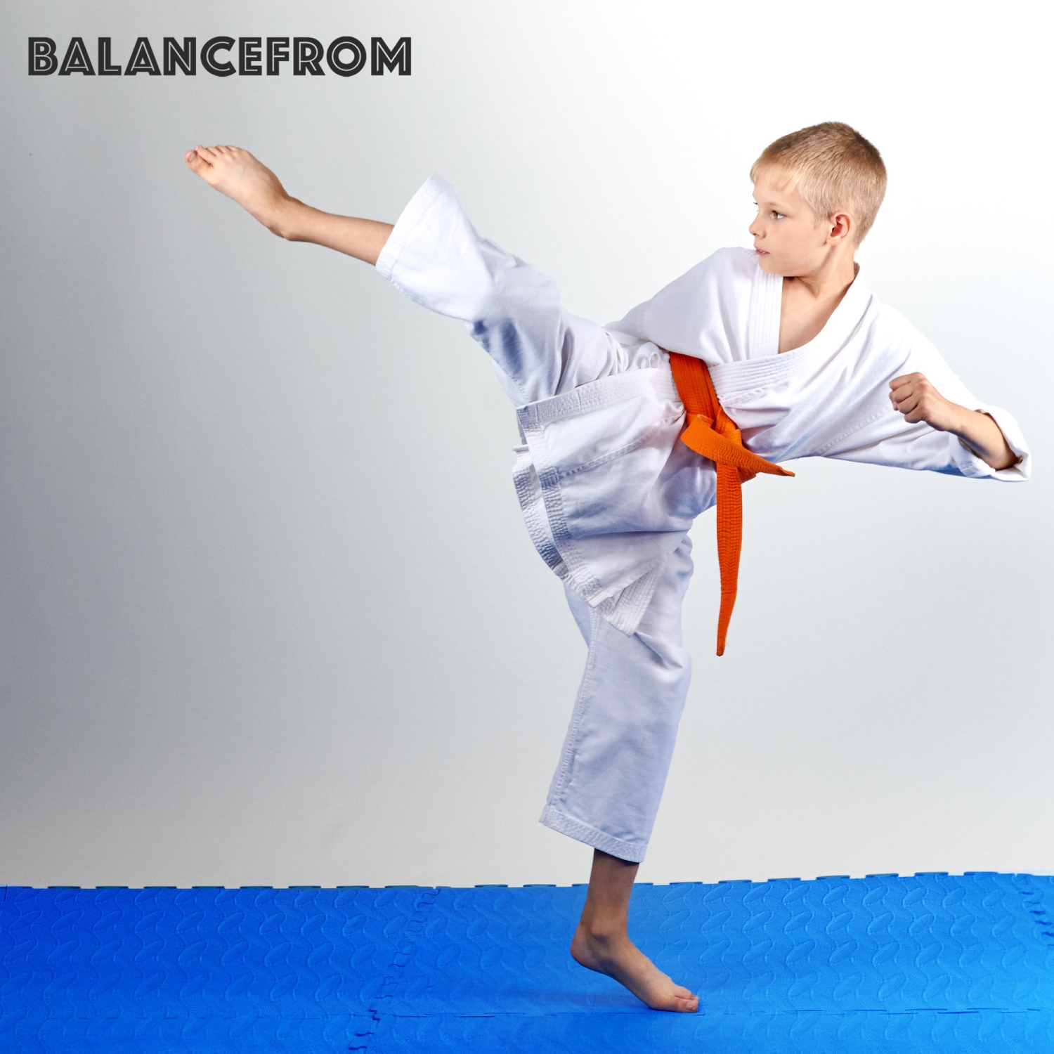 BalanceFrom – Tapis d’exercice en mousse EVA emboîtable de 96 pi2, bleu