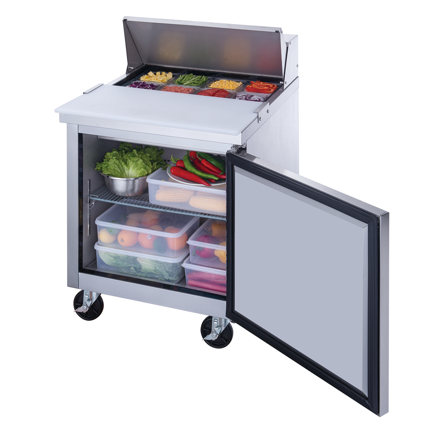 NOUVELLE table commerciale NPT-029-sa de 29 po à deux portes pour la préparation des salades/sandwichs - idéale pour les restaurants, les cafétérias