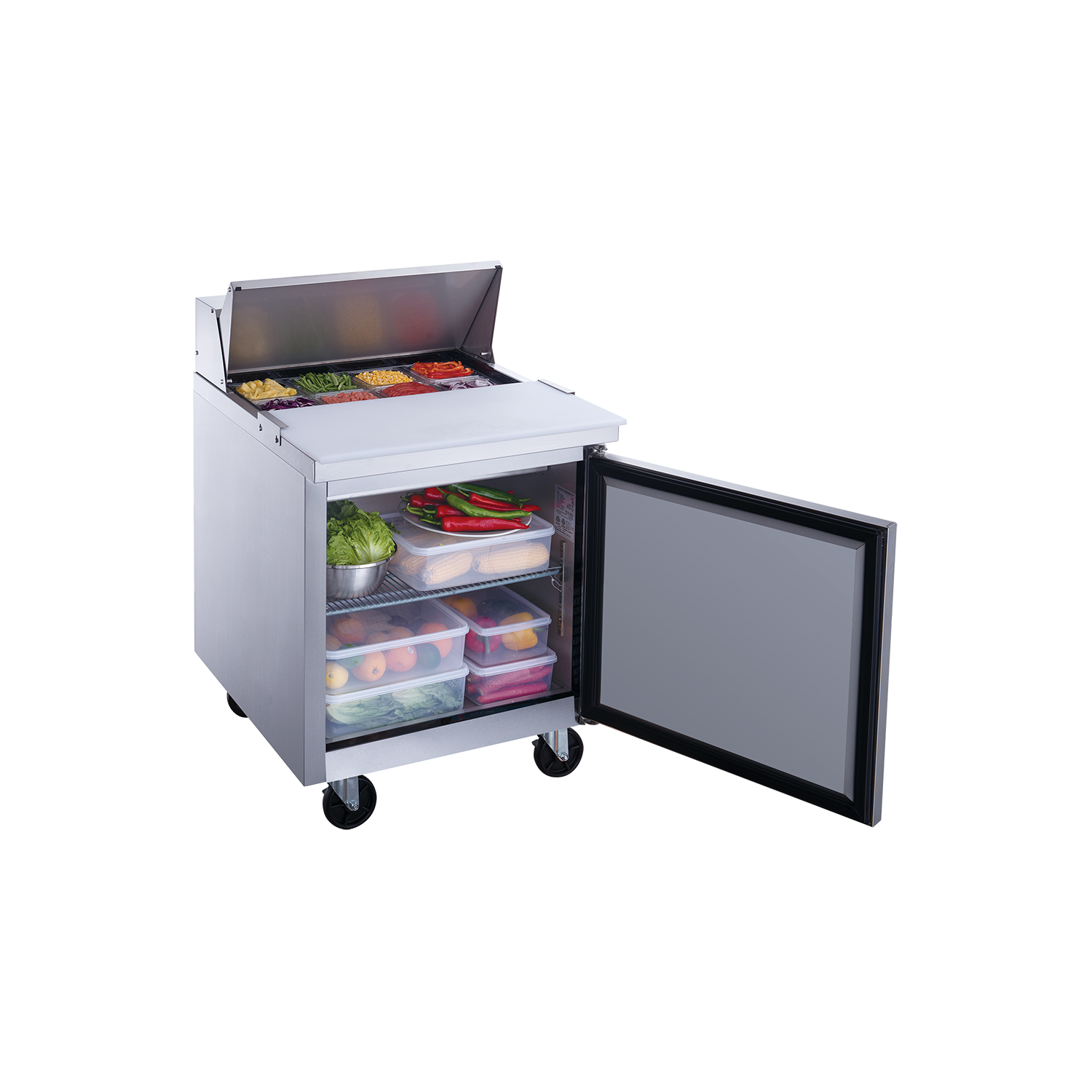 NOUVELLE table commerciale NPT-029-sa de 29 po à deux portes pour la préparation des salades/sandwichs - idéale pour les restaurants, les cafétérias