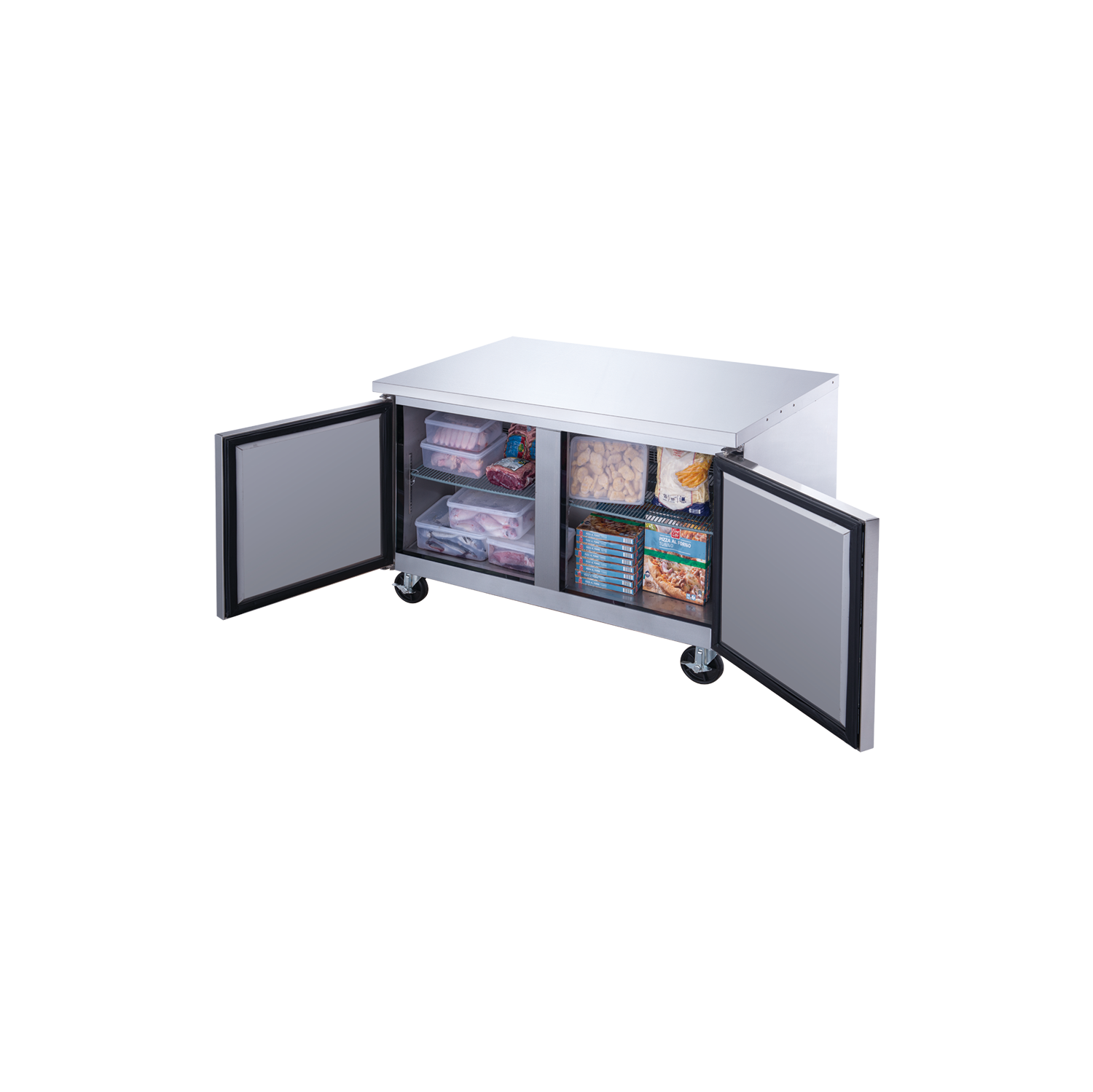 NEW AIR NUF-060-SS Commercial 60″ Stainless Steel 15.5 cu ft Double Door Undercounter Freezer - Ideal For Commercial Kitchens, Restaurants and