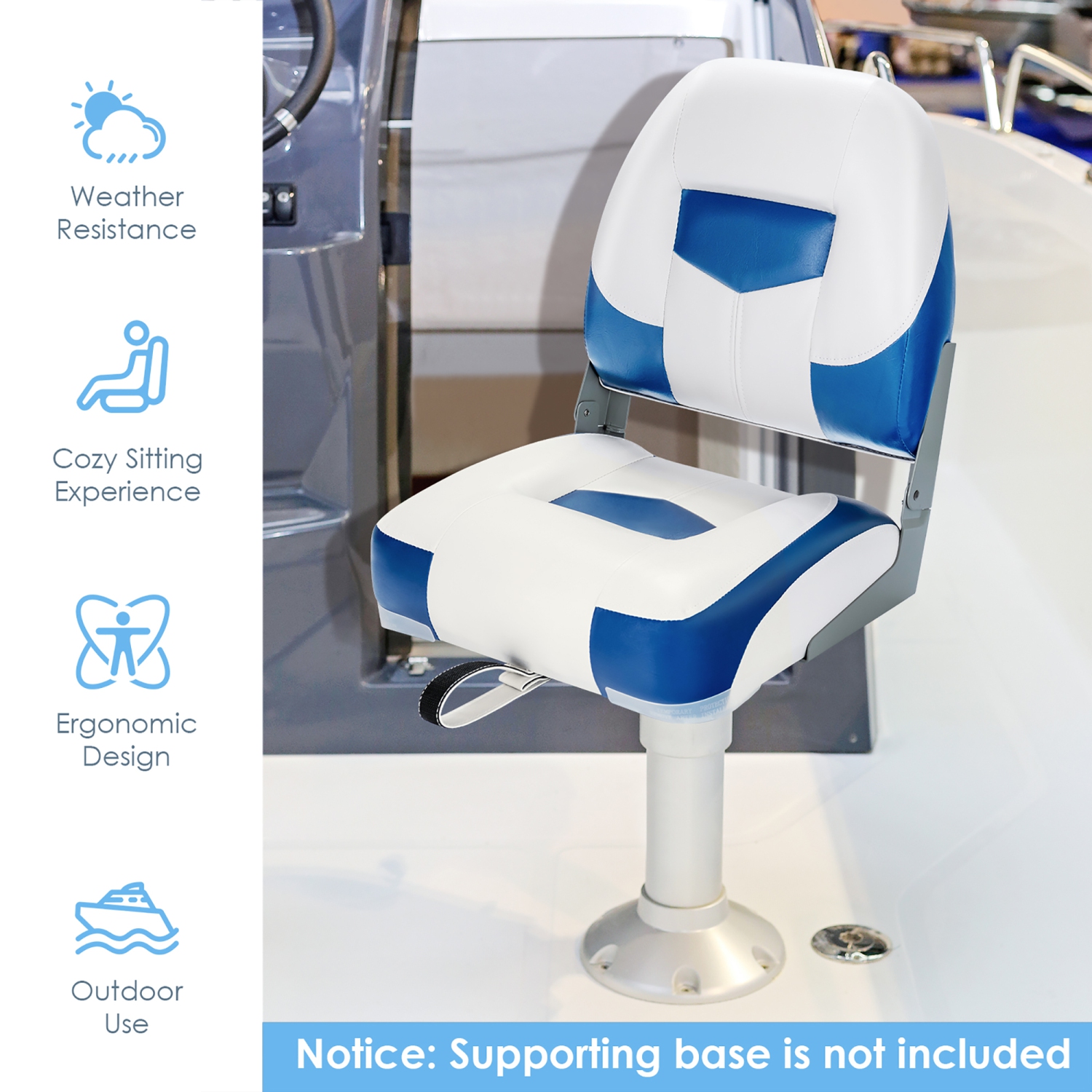 Ensemble de 2 vis en acier inoxydable pour siège de bateau de pêche pliant à dossier bas de Costway