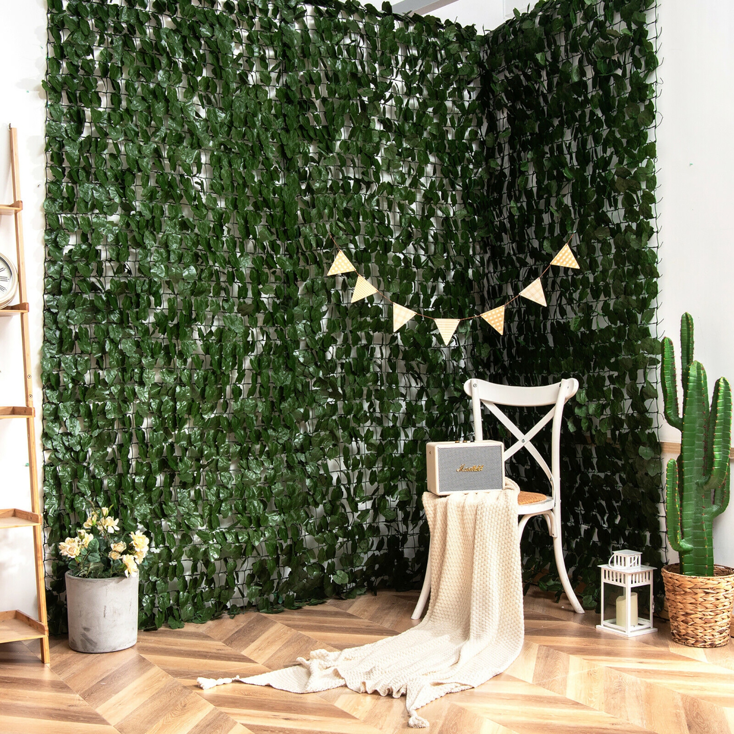 Décoration de clôture de jardin à bordure artificielle de Costway, 4 pièces, 118 x 39po, lierre artificielle