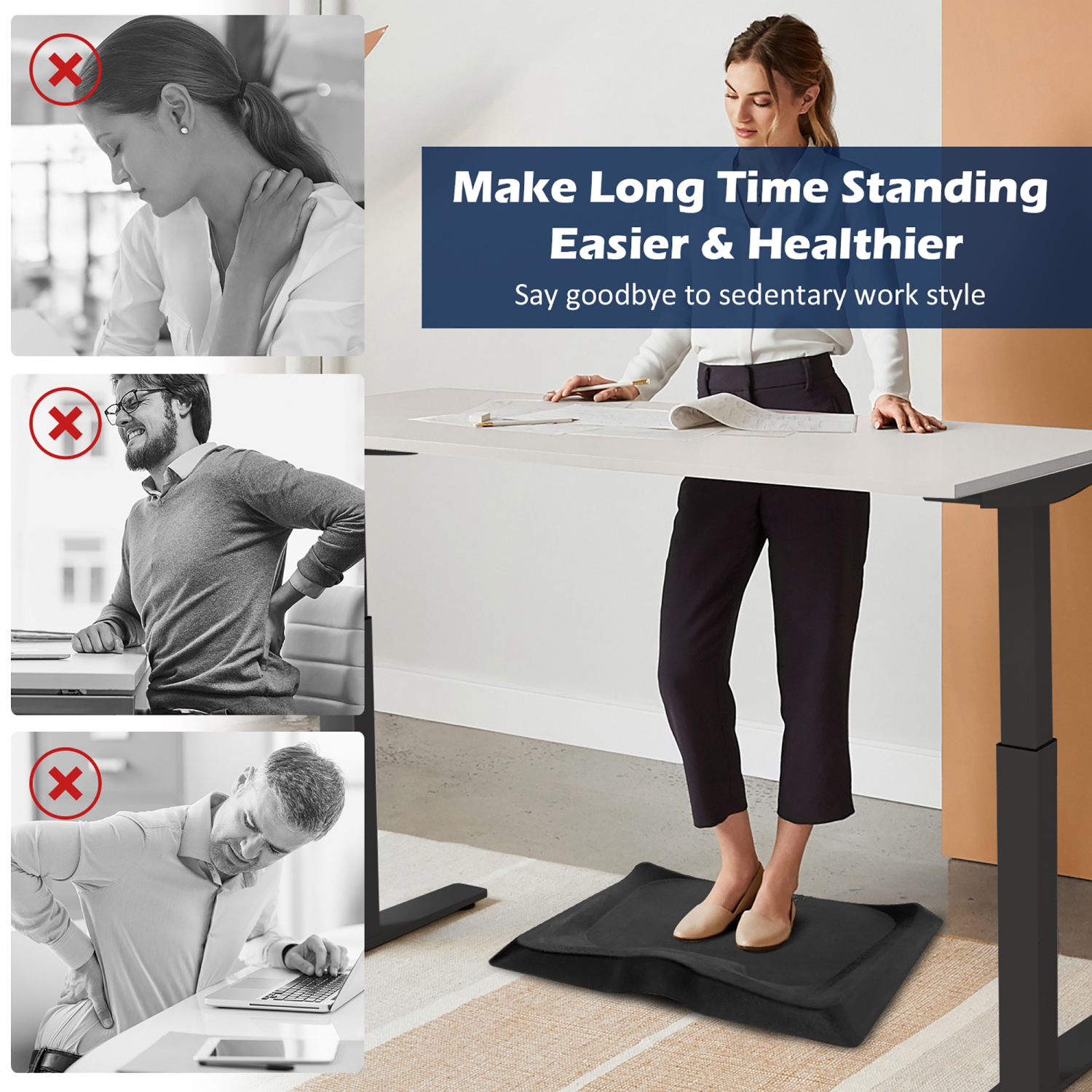 Costway Portable Anti-Fatigue Standing Mat W/Massage Point Diverse Terrain Office Home