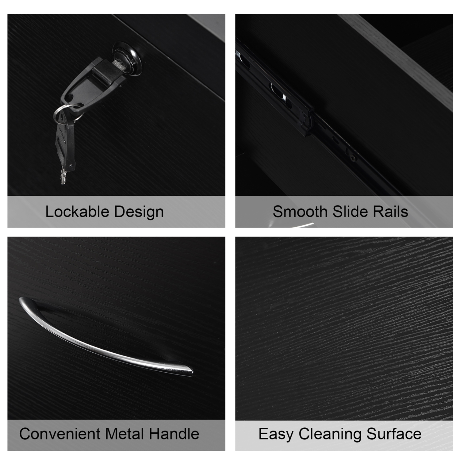 Classeur à 2 tiroirs de Costway avec verrou, barre d’articulation, format lettre et légal, noir