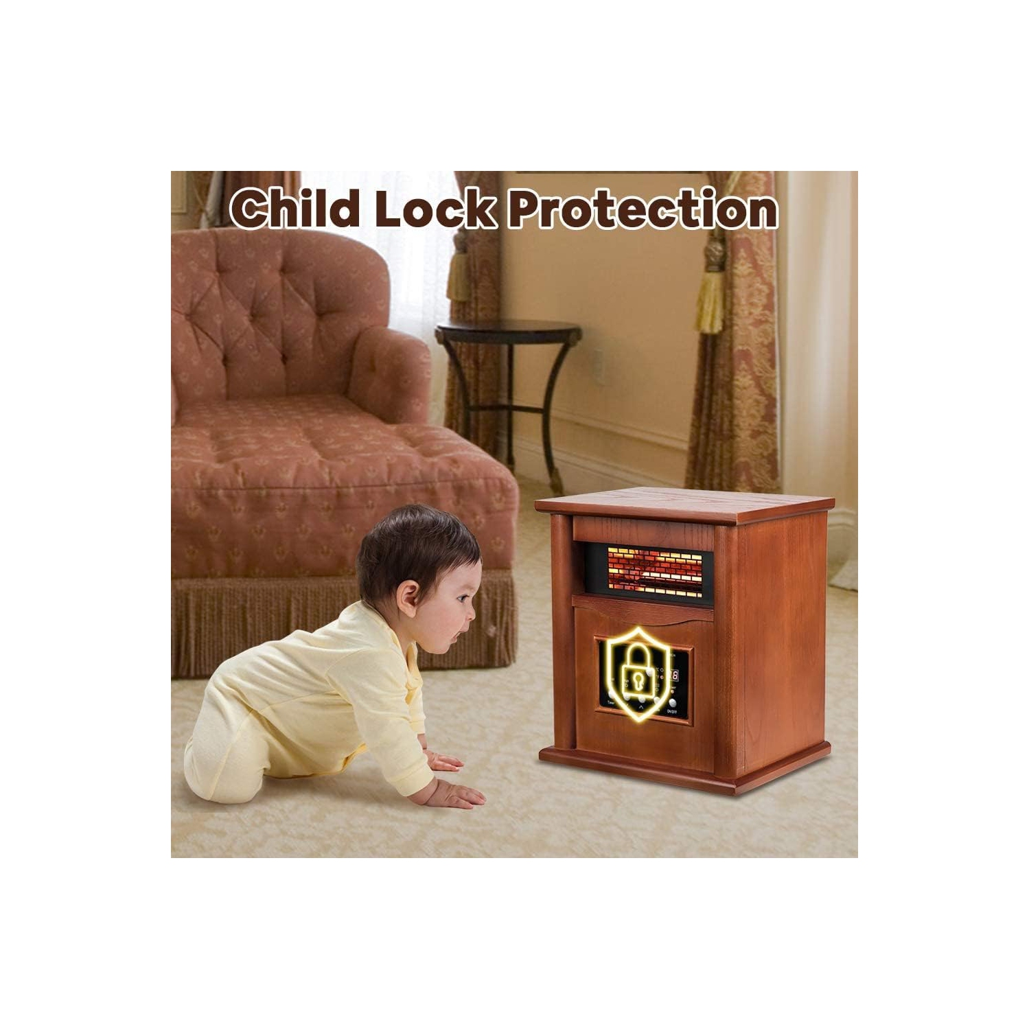 Chaufferette électrique portative en bois à quartz de 1500 W Hygge de Nordic avec thermostat à télécommande écoénergétique pour une utilisation à