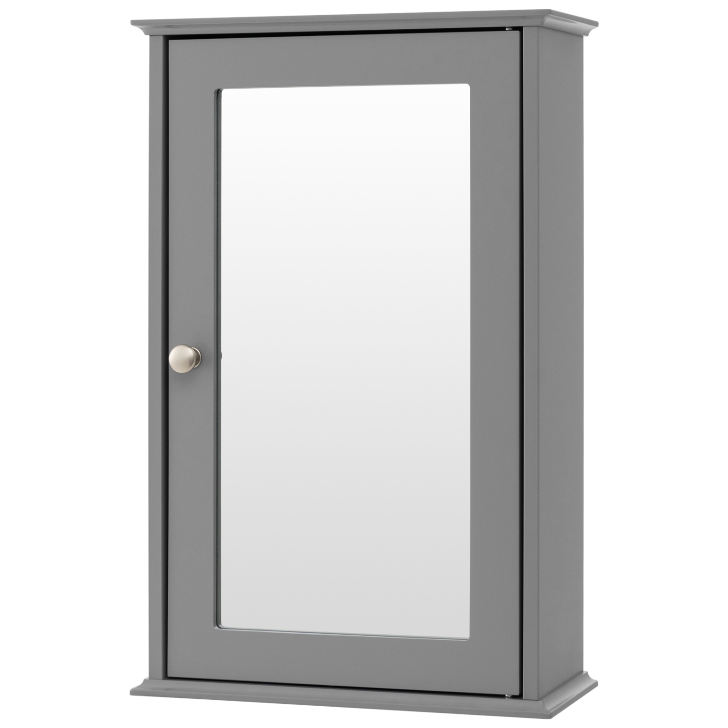 Armoire murale de salle de bain de Costway avec porte miroir unique et étagère de rangement en bois