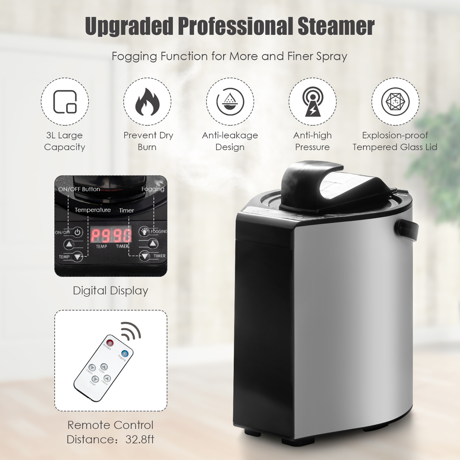 Costway Portable Steam Sauna w/ 9-gear Adjustable Temperature & Herbal Box