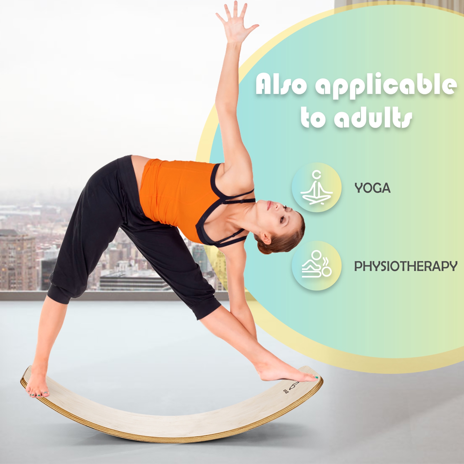 Costway Wooden Wobble Balance Board Kids Adult 35" Rocker Board Toy Support 660LBS