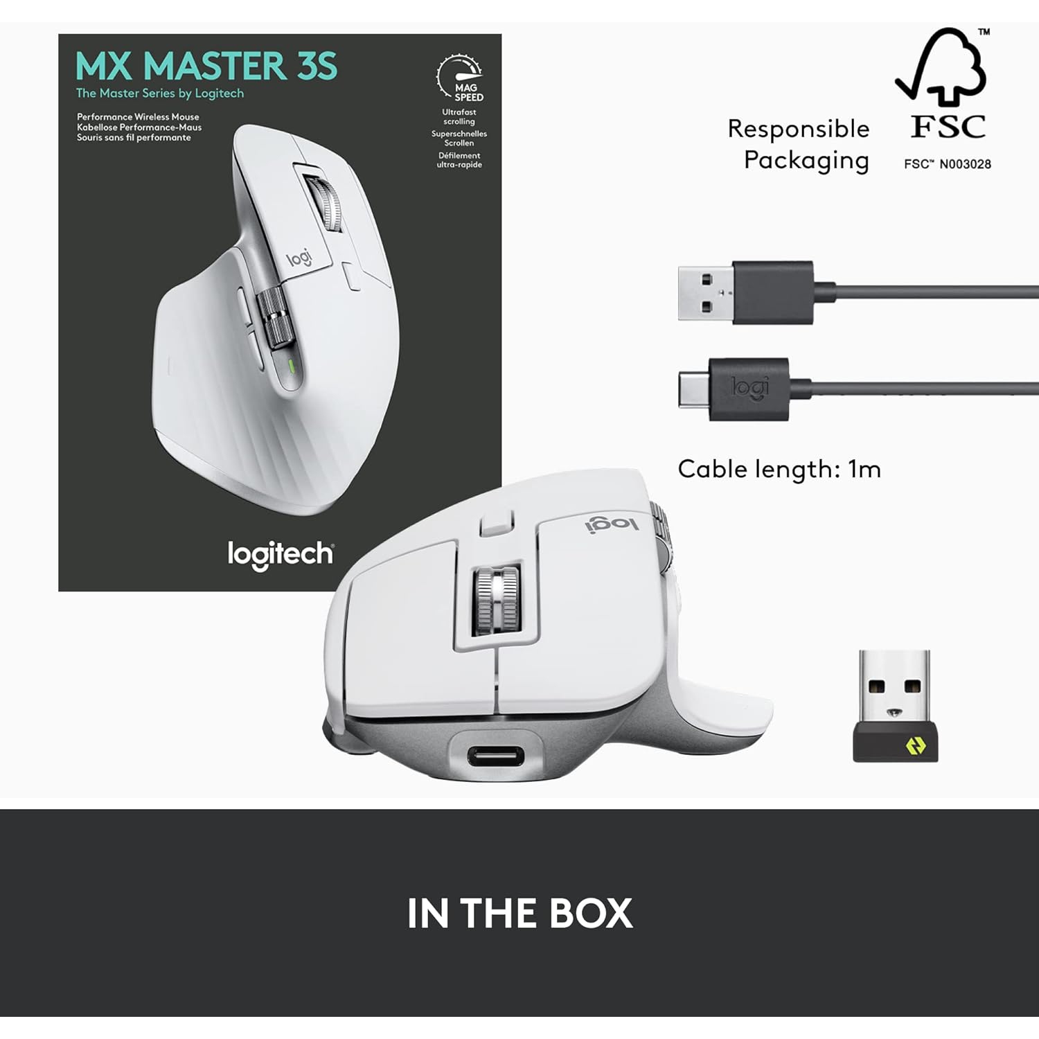 Logitech MX Master 3S - Wireless Performance Mouse for Mac - Pale Grey