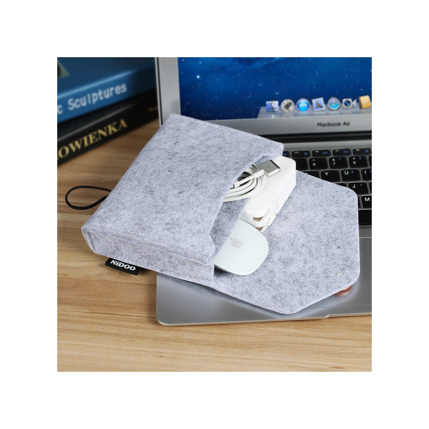 Portable Felt Storage Bag,Electronics Accessories Protective Case Pouch for MacBook Power Adapter, Mouse, Cellphone, Cables, SSD, HDD, Power