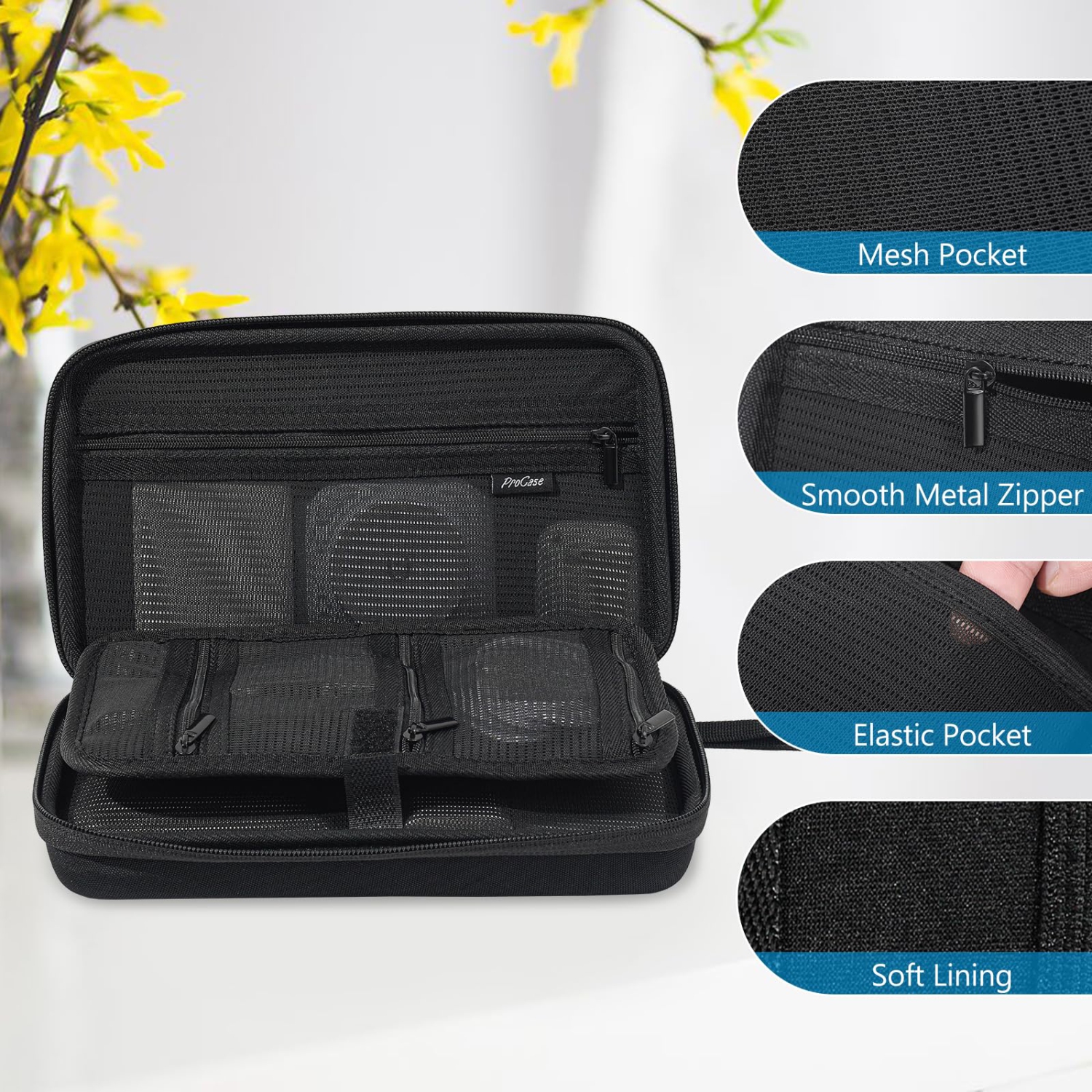 Hard Travel Tech Organizer Case Bag for Electronics Accessories Charger Cord Portable External Hard Drive USB Cables Power Bank SD Memory Cards