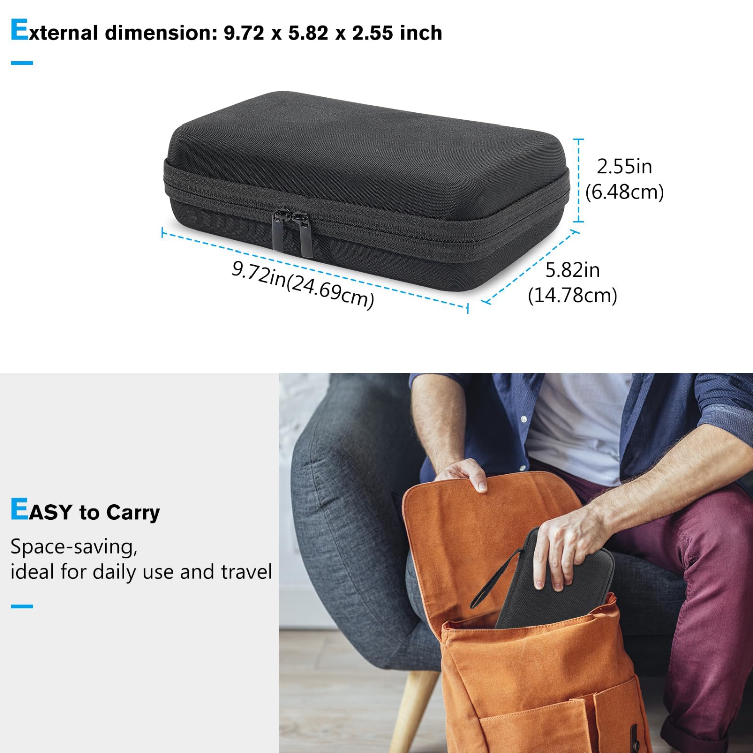 Hard Travel Tech Organizer Case Bag for Electronics Accessories Charger Cord Portable External Hard Drive USB Cables Power Bank SD Memory Cards