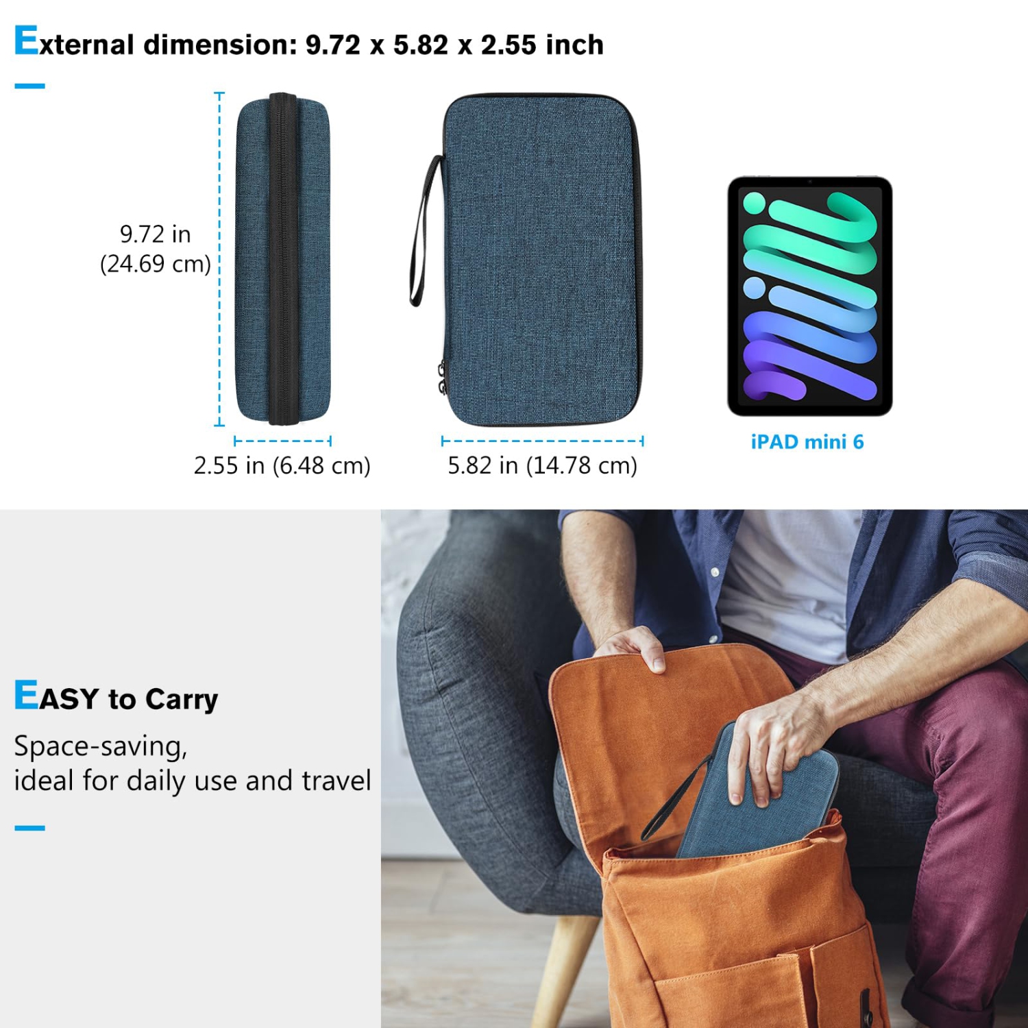 Hard Travel Tech Organizer Case Bag for Electronics Accessories Charger Cord Portable External Hard Drive USB Cables Power Bank SD Memory Cards