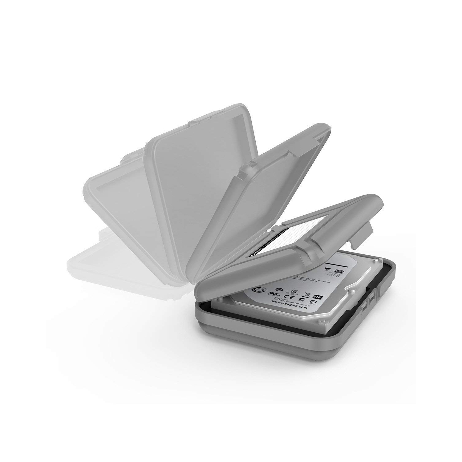 Couvercle de boîtier de rangement pour disque dur externe de portable 3,5&nbsp;po, anti-statique, résistant aux chocs - Gris, paquet de 5