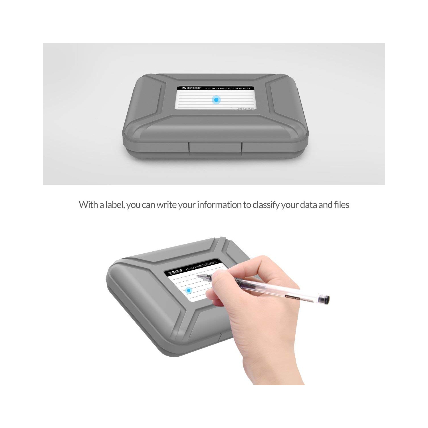 Couvercle de boîtier de rangement pour disque dur externe de portable 3,5&nbsp;po, anti-statique, résistant aux chocs - Gris, paquet de 5