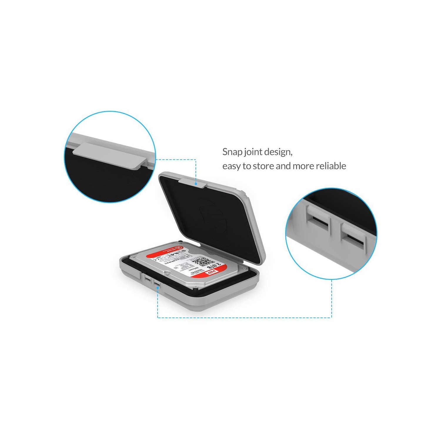 Couvercle de boîtier de rangement pour disque dur externe de portable 3,5&nbsp;po, anti-statique, résistant aux chocs - Gris, paquet de 5