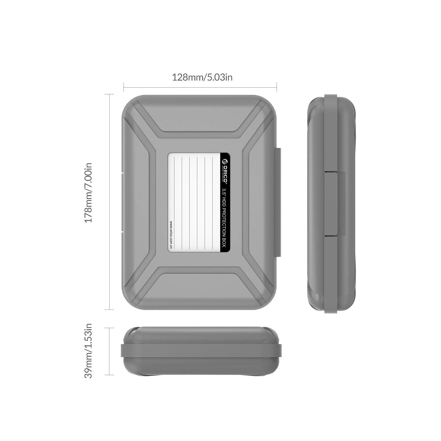 Couvercle de boîtier de rangement pour disque dur externe de portable 3,5&nbsp;po, anti-statique, résistant aux chocs - Gris, paquet de 5