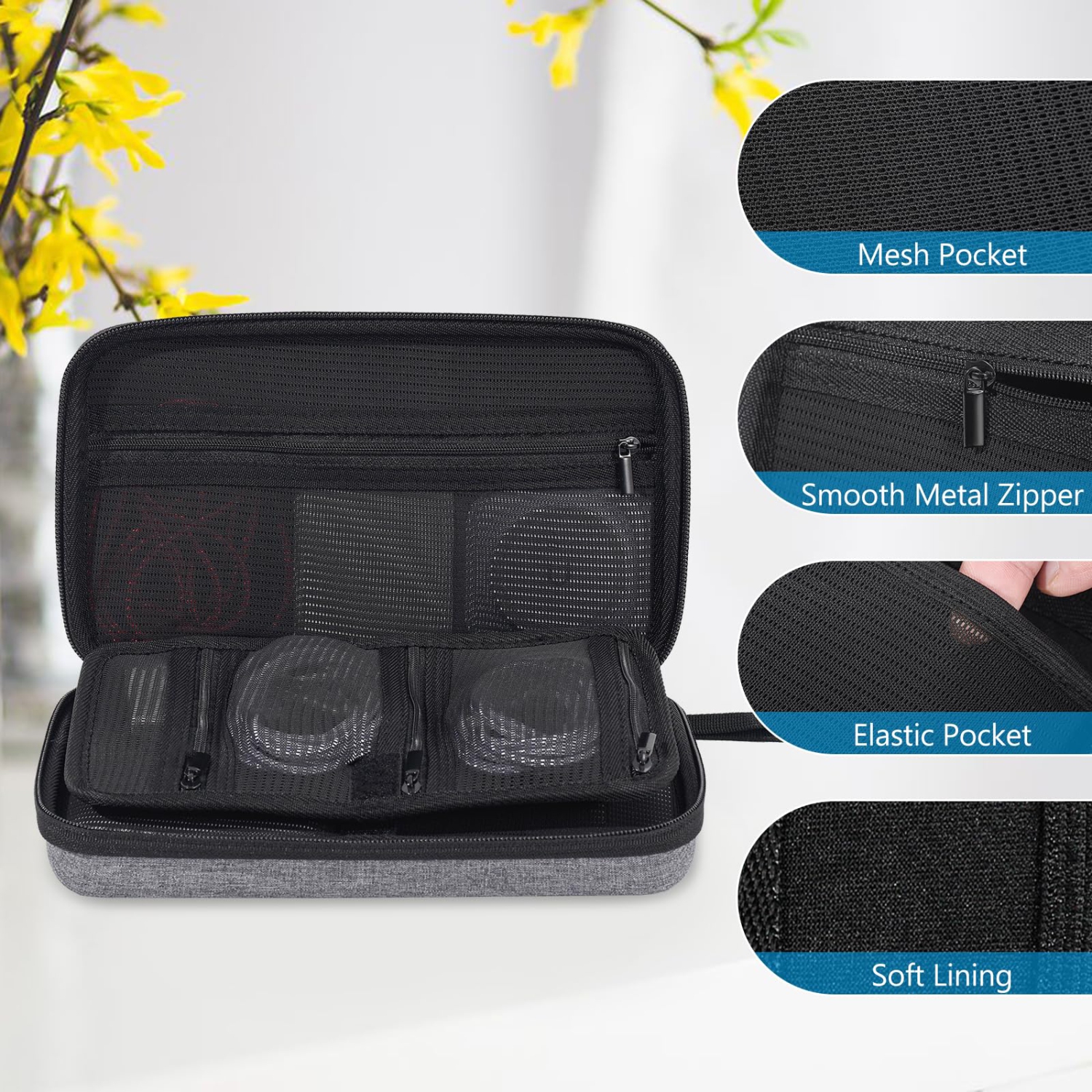 ProCaseHard Travel Tech Organizer Case Bag for Electronics Accessories Charger Cord Portable External Hard Drive USB Cables Power Bank SD Memory