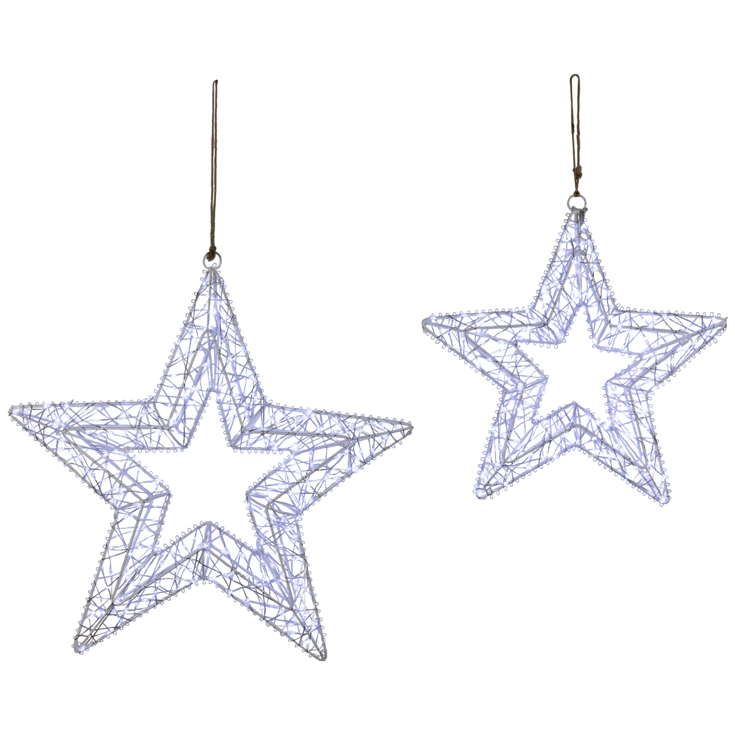 LED Lighted Stars Outdoor Christmas Decorations - 18" - Set of 2 - Cool White Lights