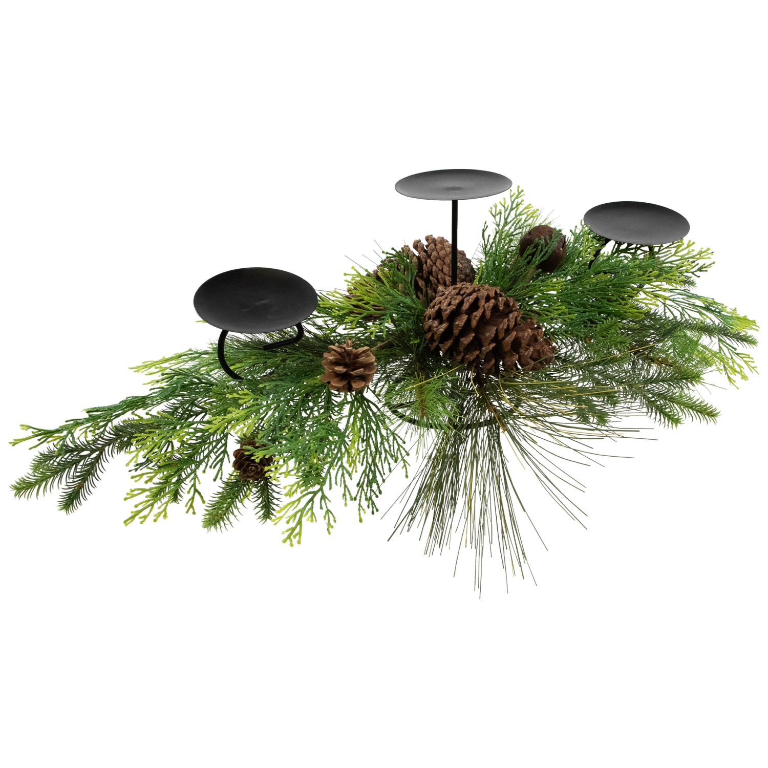 Bougeoir en forme de pilier de Noël en forme de cloche et de cônes de pin de Real Touch - 30 po