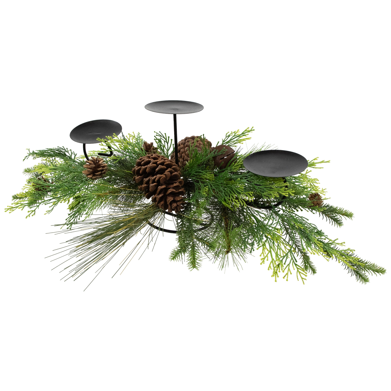 Bougeoir en forme de pilier de Noël en forme de cloche et de cônes de pin de Real Touch - 30 po