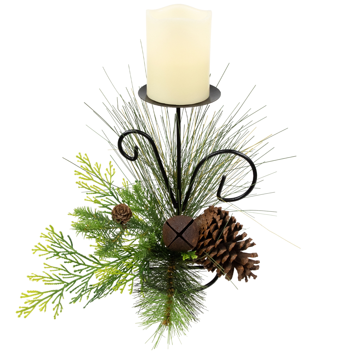 Porte-bougie de Noël en forme de cloche en pin et en forme de cloche – 10 po