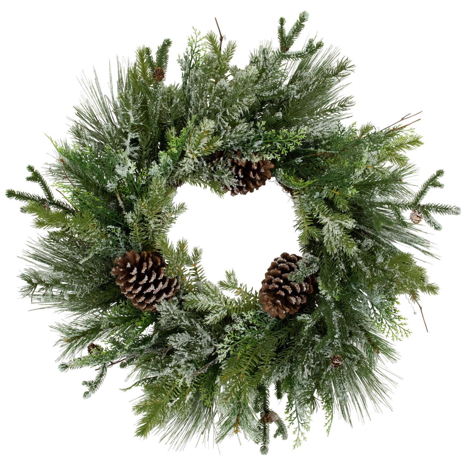 Frosted Mixed Pine and Cedar Artificial Christmas Wreath - 28" - Unlit