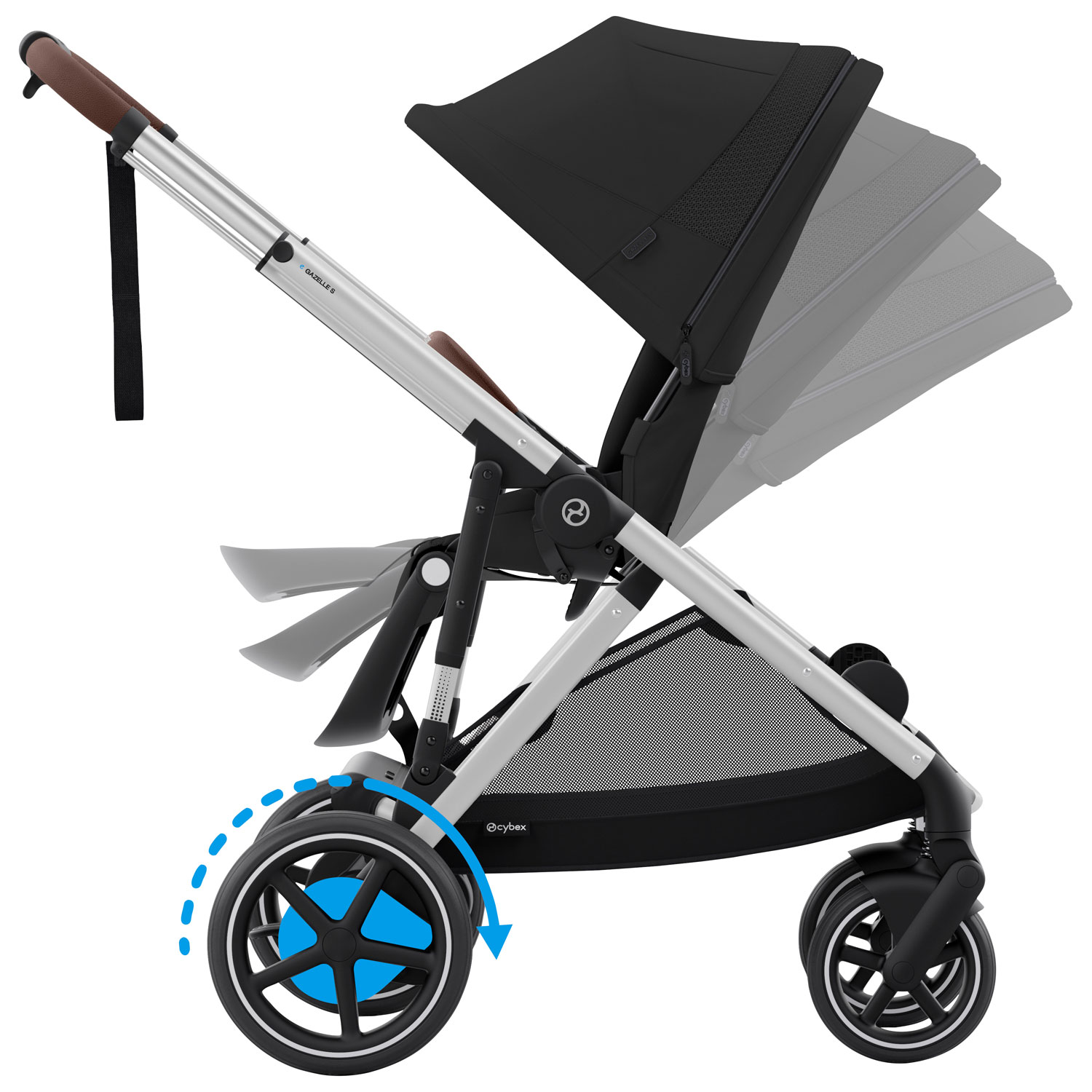 Poussette électrique convertible e-Gazelle S de Cybex - Noir lunaire